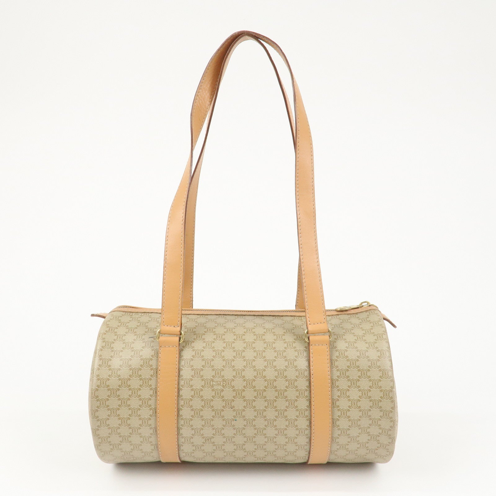 CELINE Macadam PVC Leather Shoulder Bag Hand Bag Beige