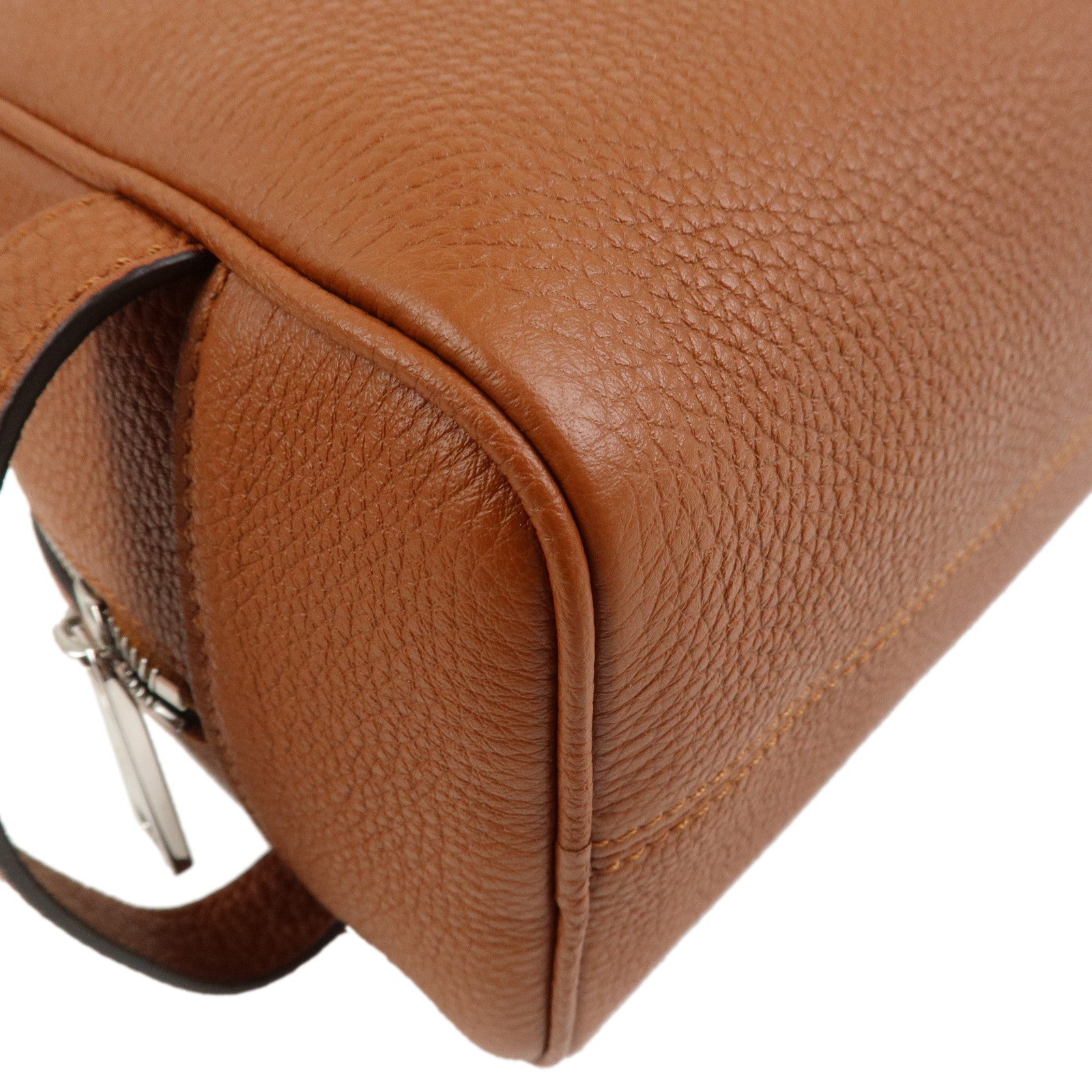 FENDI Leather Clutch Bag Hand Bag Brown 7AS378