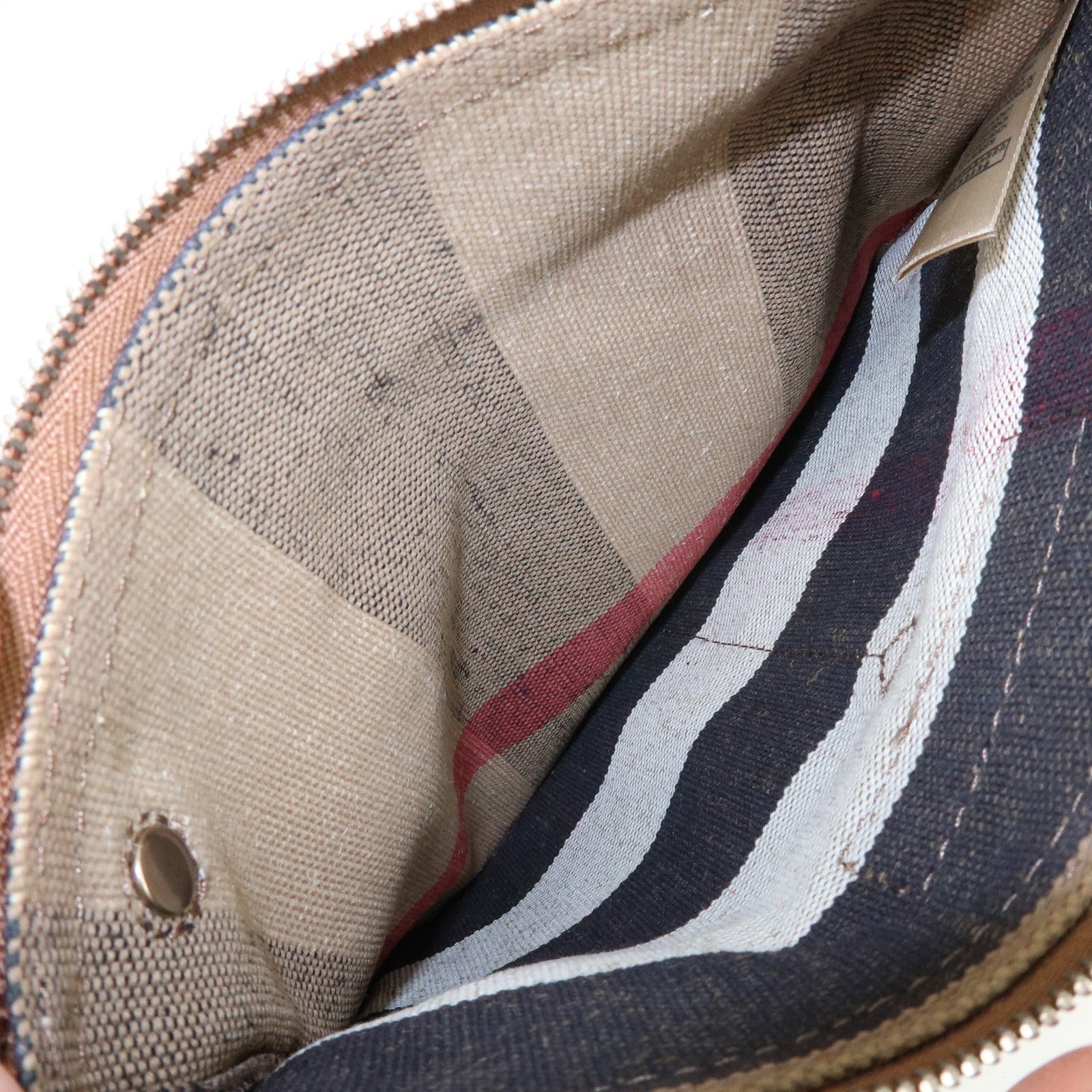 Burberry Nova Plaid Canvas Leather 2Way Shoulder Bag Beige Brown