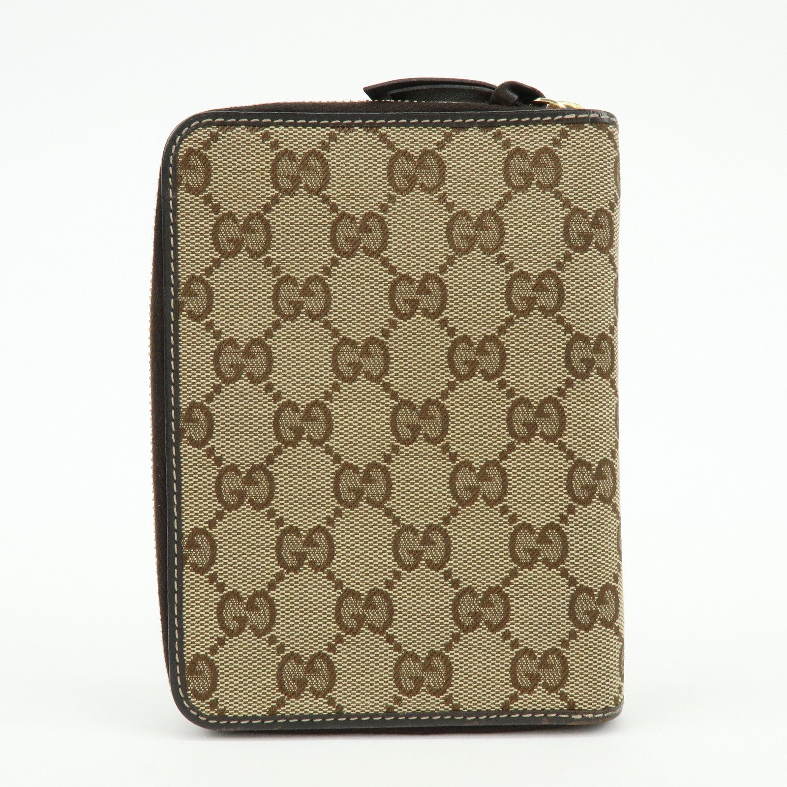 GUCCI Gucciori Leather GG Canvas Agenda Cover Beige Brown 233152