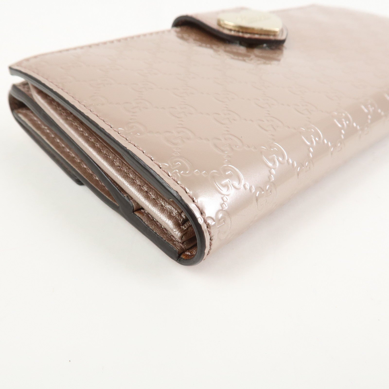 GUCCI Micro Guccissima Lovely Heart W Hook Long Wallet Pink 203550