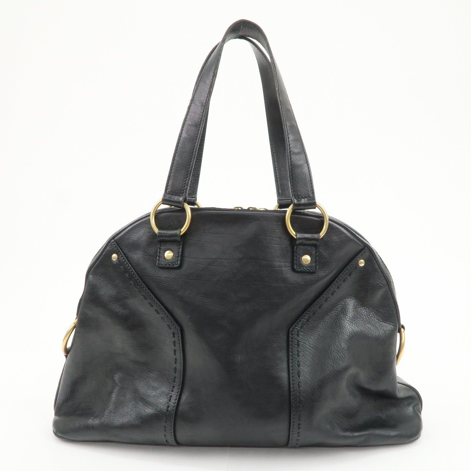 SAINT LAURENT PARIS Logo Leather Shoulder Bag Hand Bag Black 156464