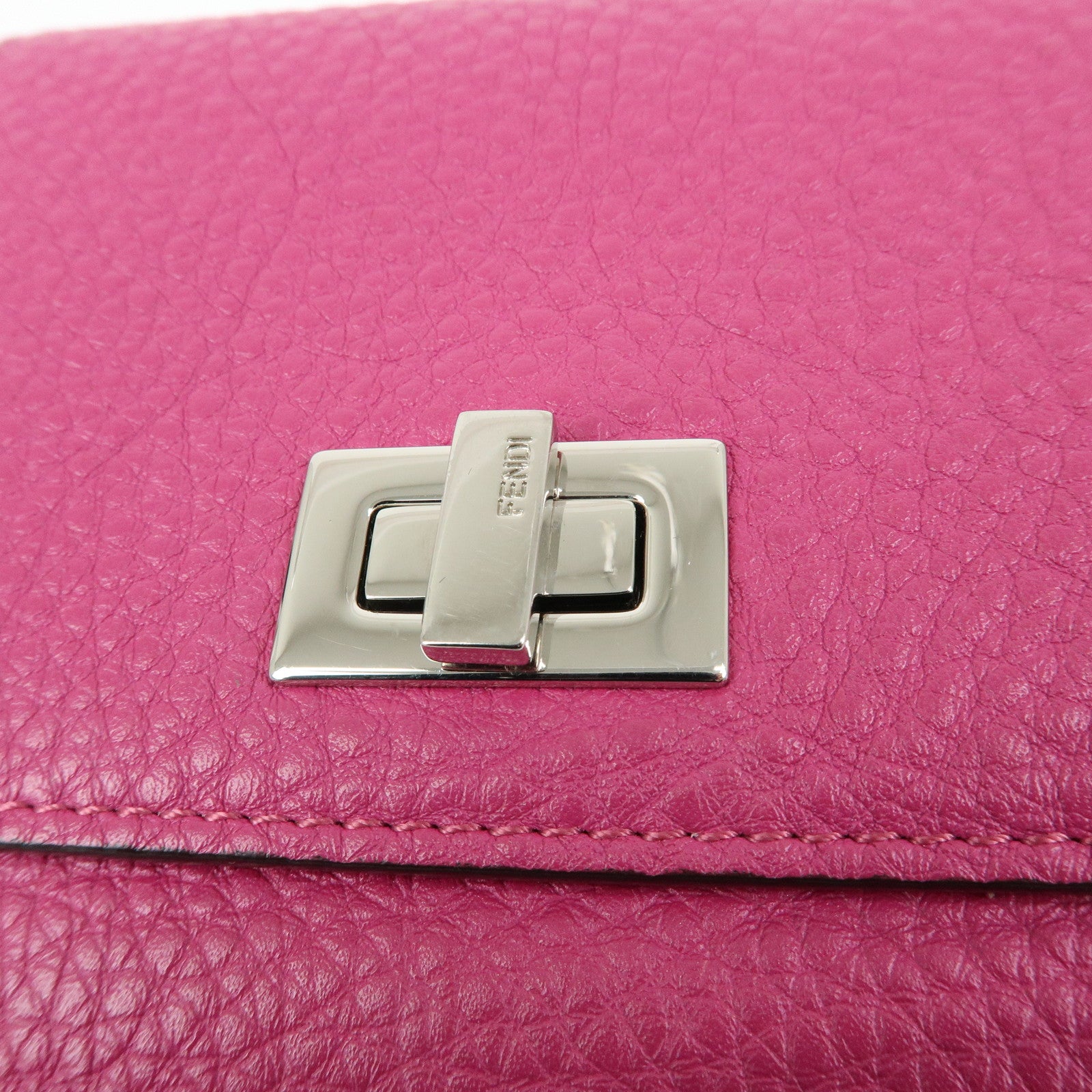 FENDI Peekaboo Leather Bi-fold Compact Wallet Pink 8M0438