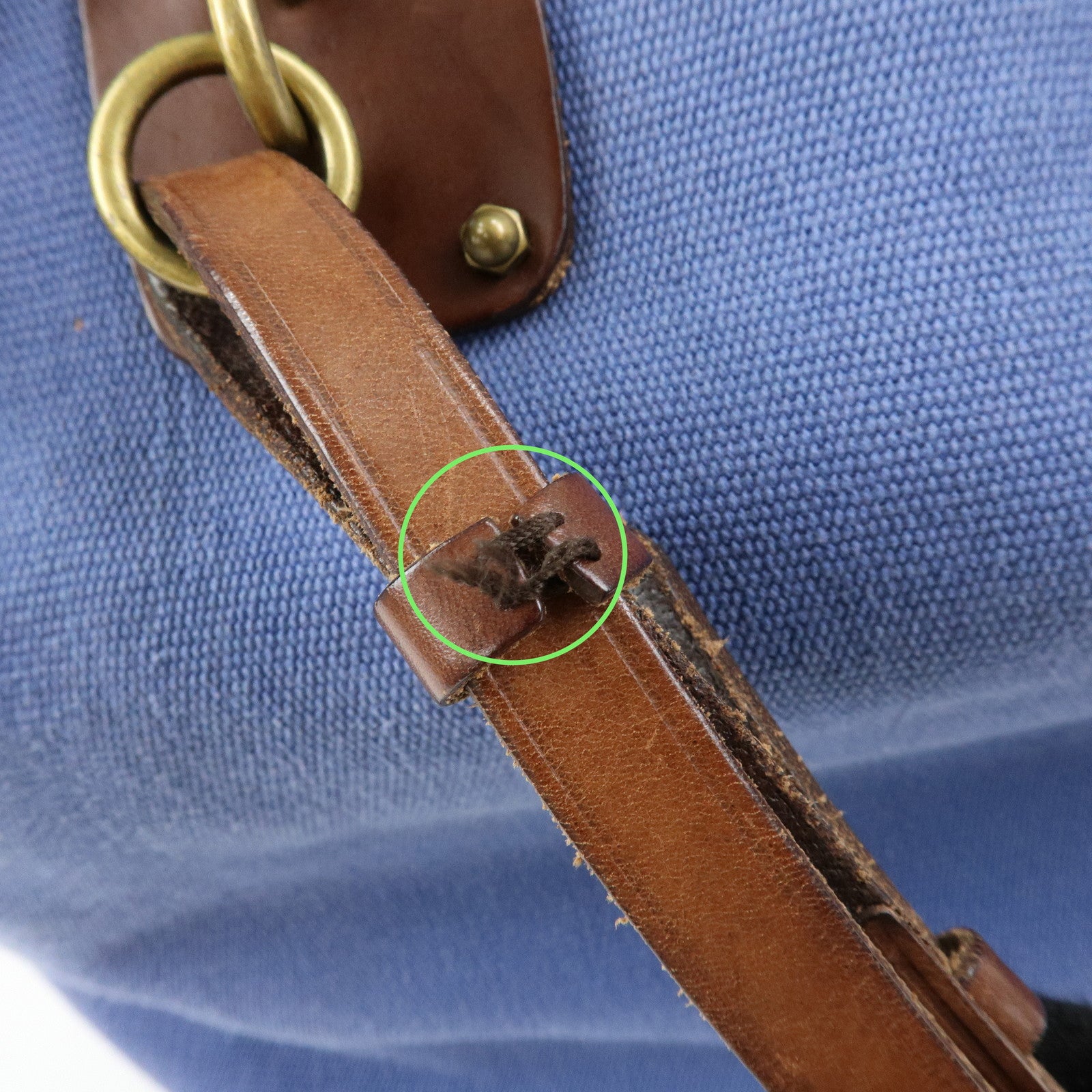 BOTTEGA VENETA Canvas Leather Tote Bag Shoulder Bag Blue 170045