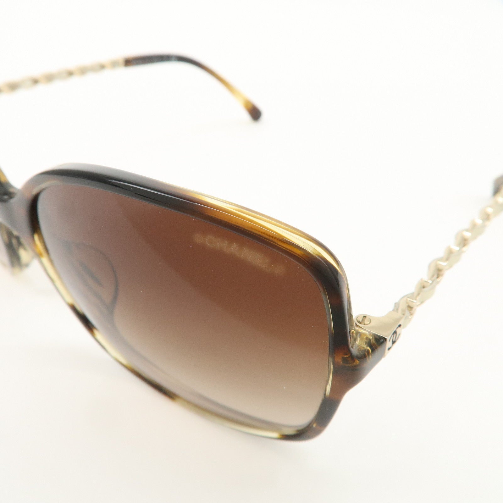 CHANEL COCO Mark Metal Plastic Sunglasses c.1498/S5 57□17 Brown