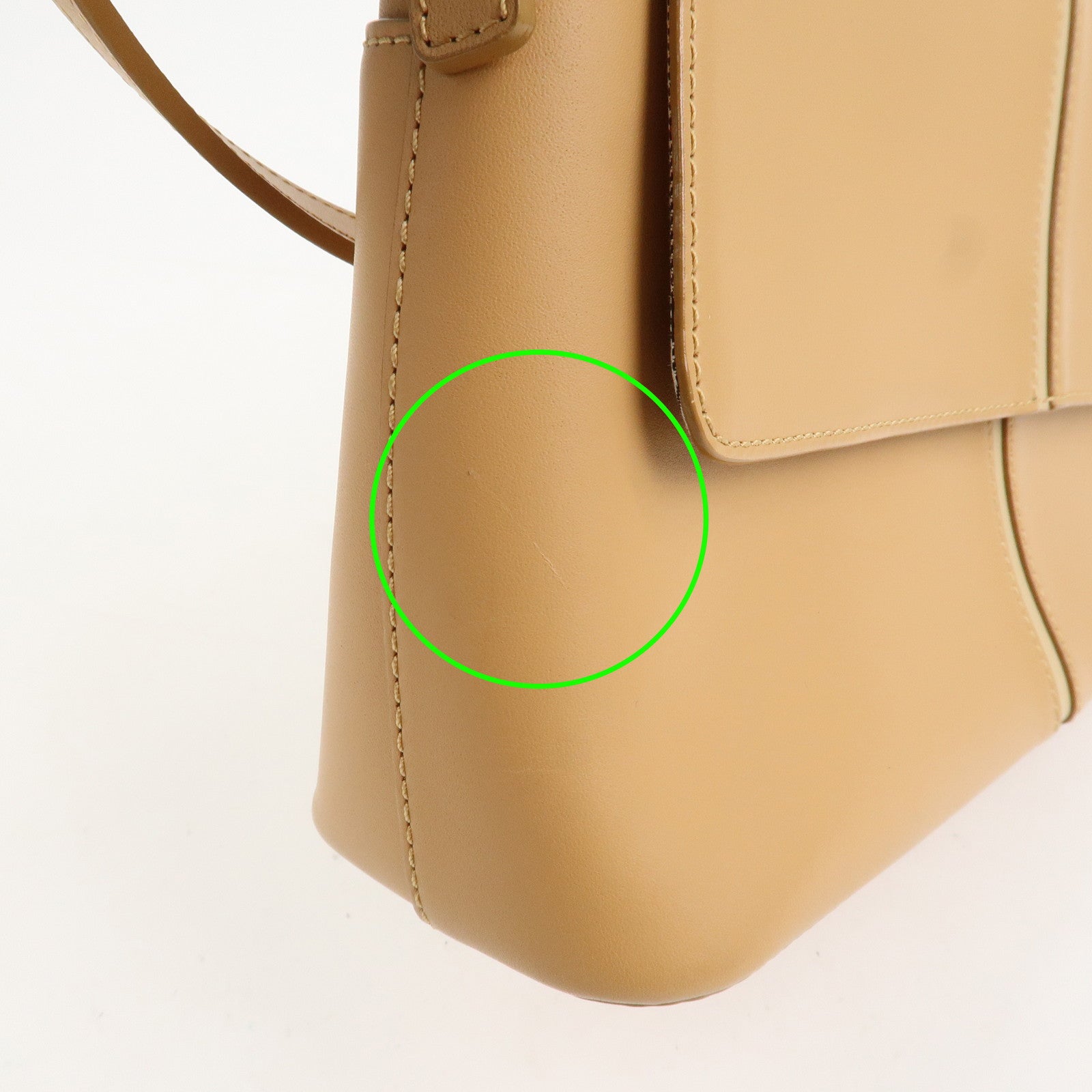 BURBERRY Leather Shoulder Bag Hand Bag Beige Gold HDW