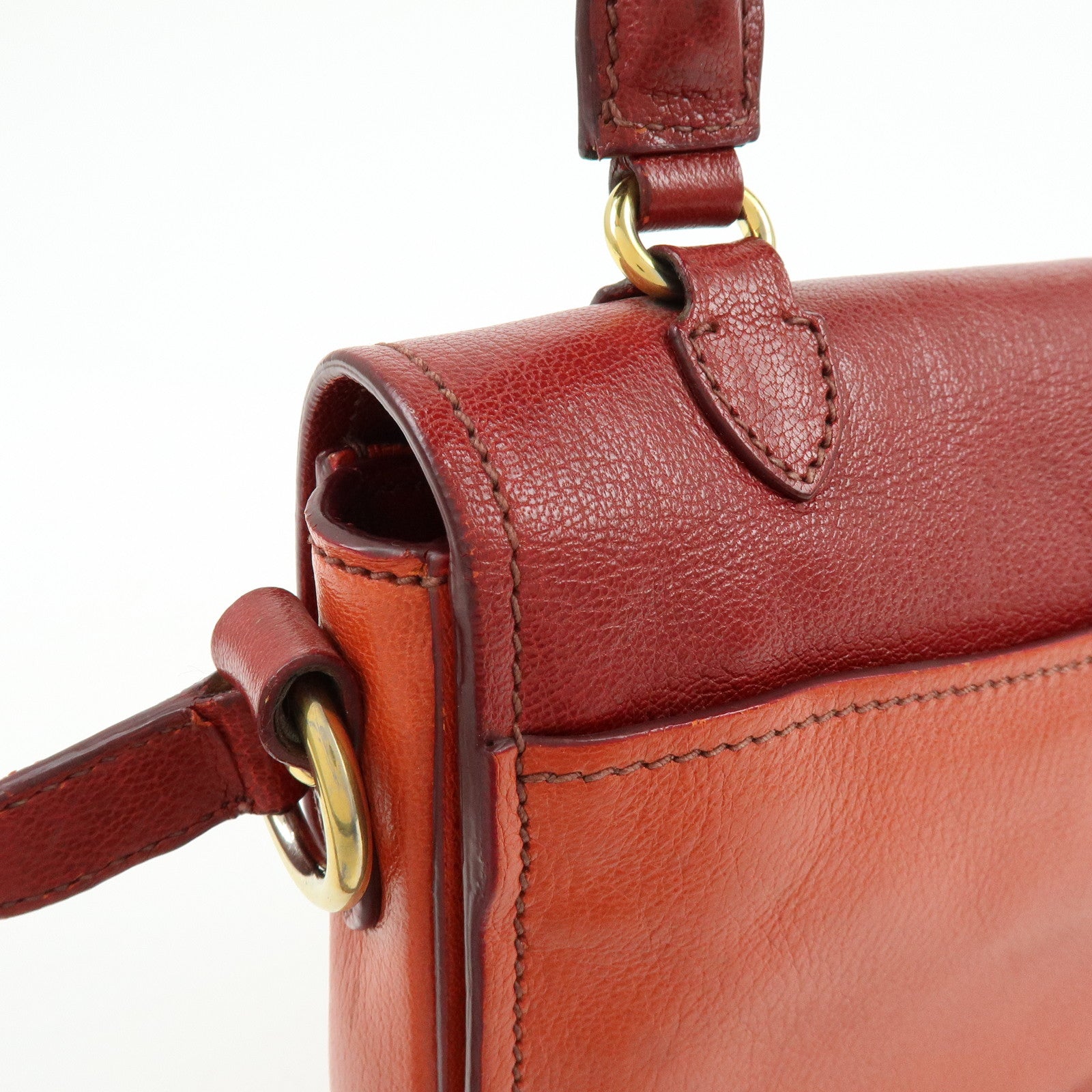 MIU MIU Madras Leather 2Way Bag Hand Bag Shoulder Bag Red Orange