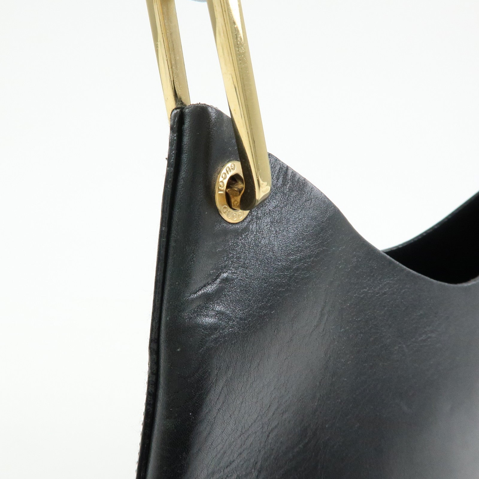GUCCI Bamboo Leather Shoulder Bag Black 001・1553・1880