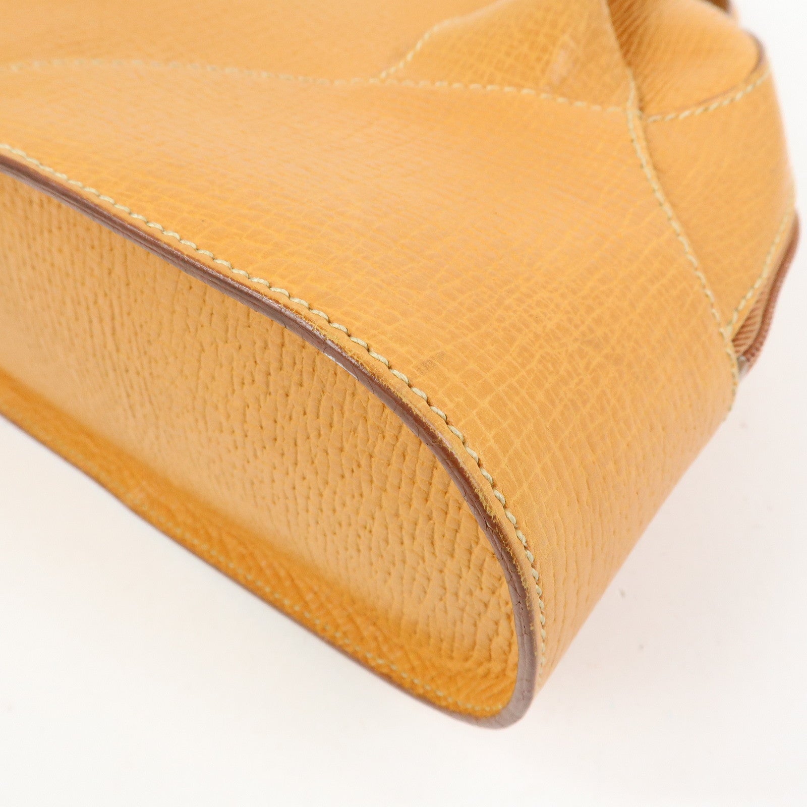 LOEWE Logo Embossed Leather Hand Bag Shoulder Bag Camel