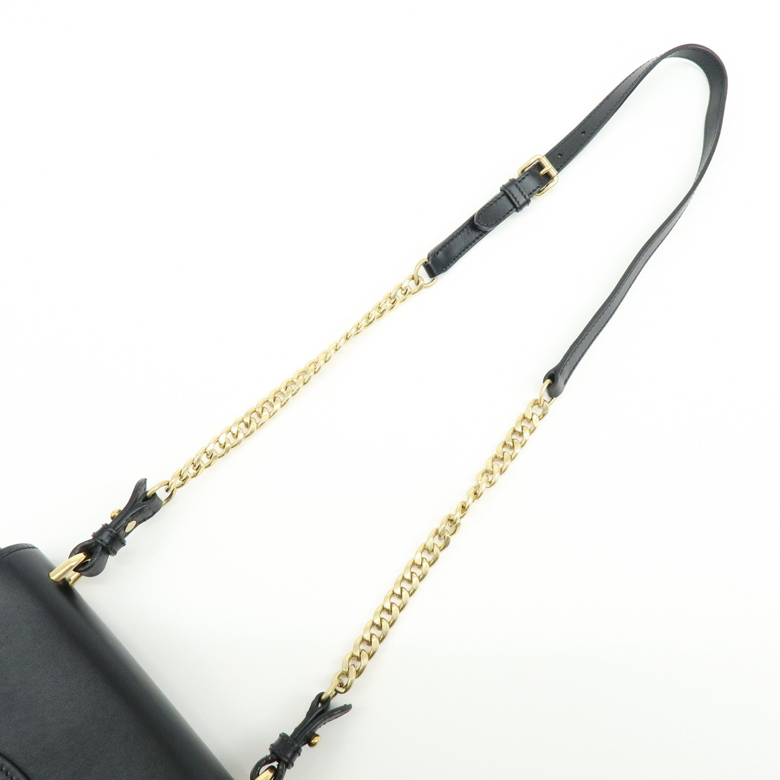 MIU MIU Logo Soft Calf Leather Chain Shoulder Bag Black 5BD147