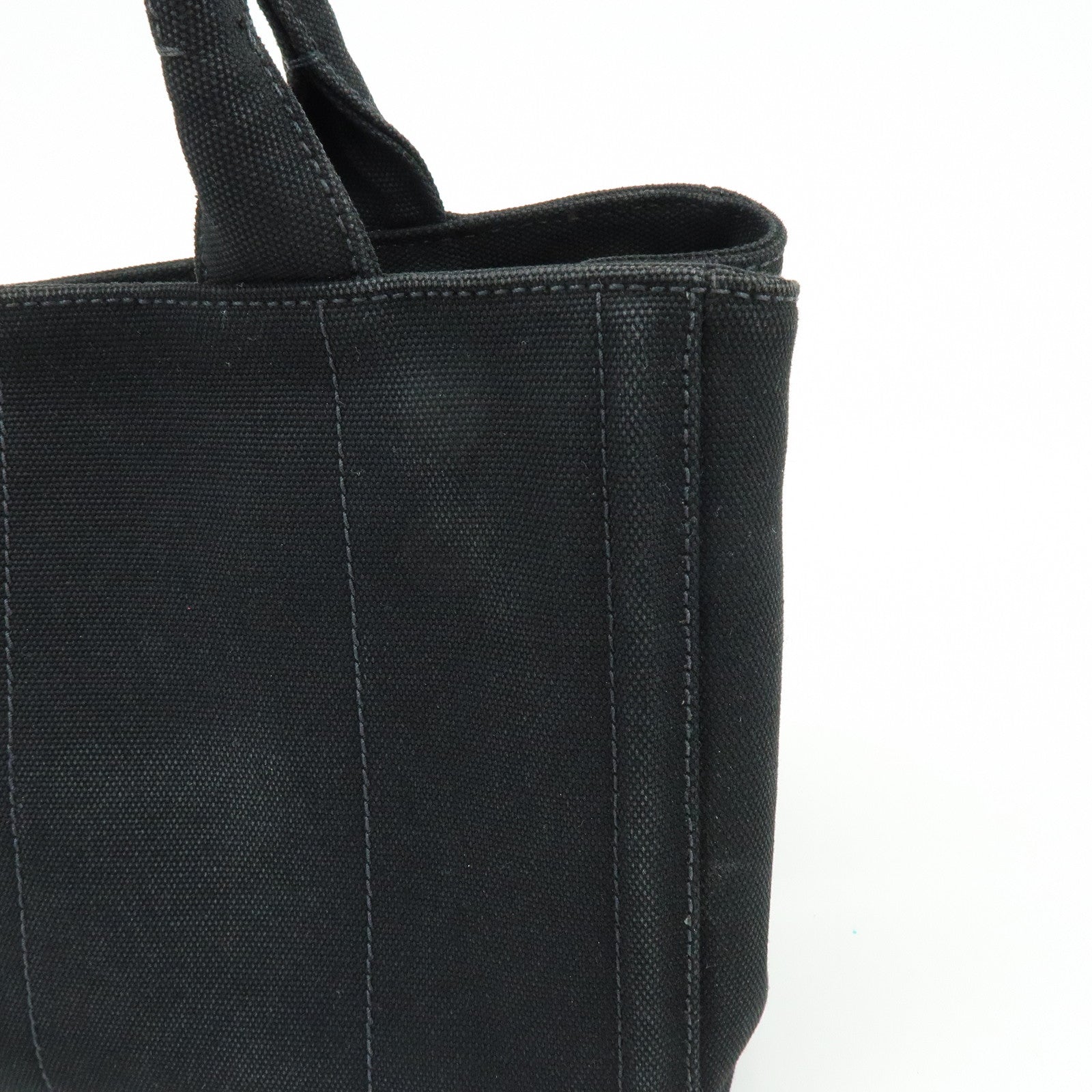 PRADA Triangle Logo Canapa Mini Canvas Bijoux 2Way Bag Black1BG439