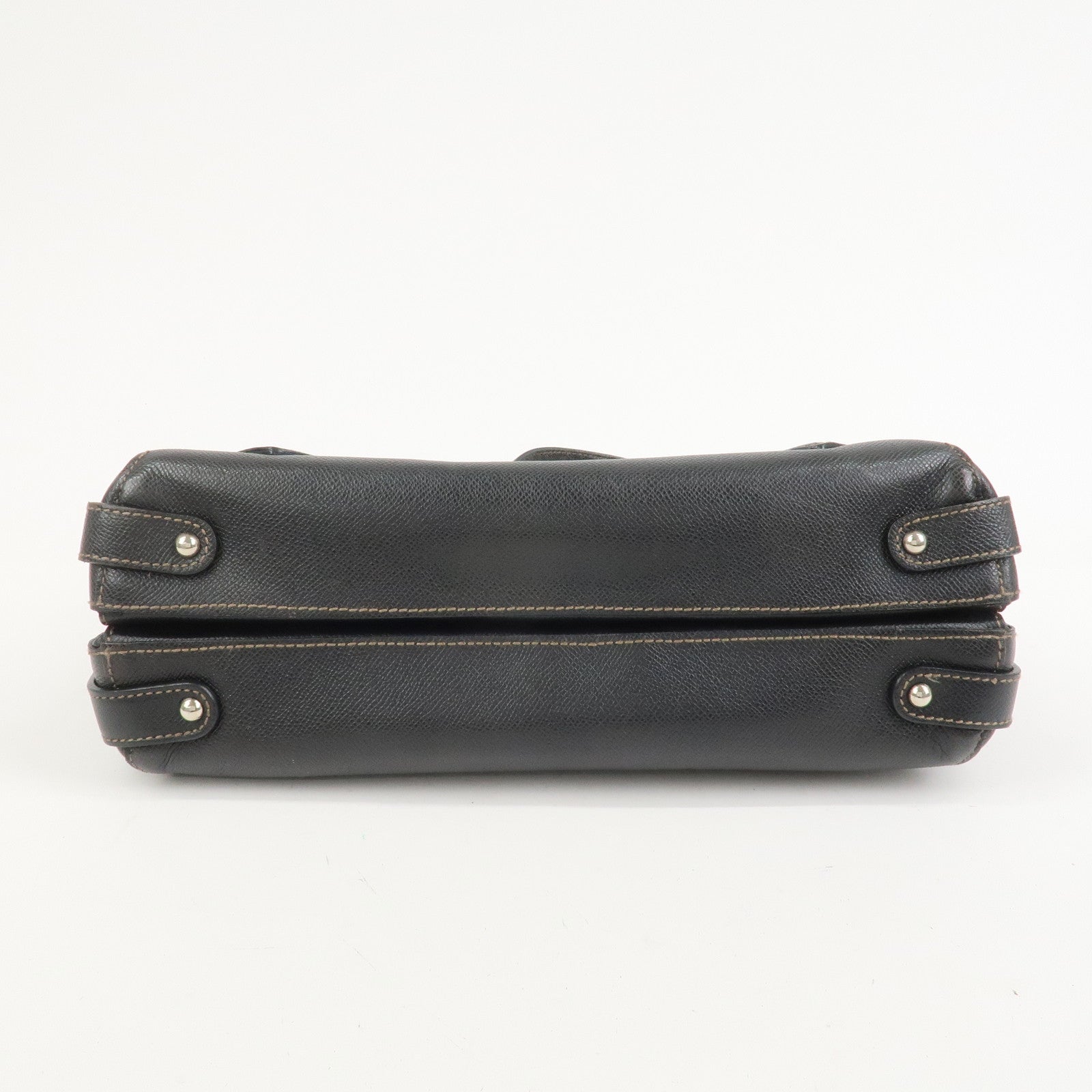 Ferragamo Gancini Leather Shoulder Bag Hand Bag Black