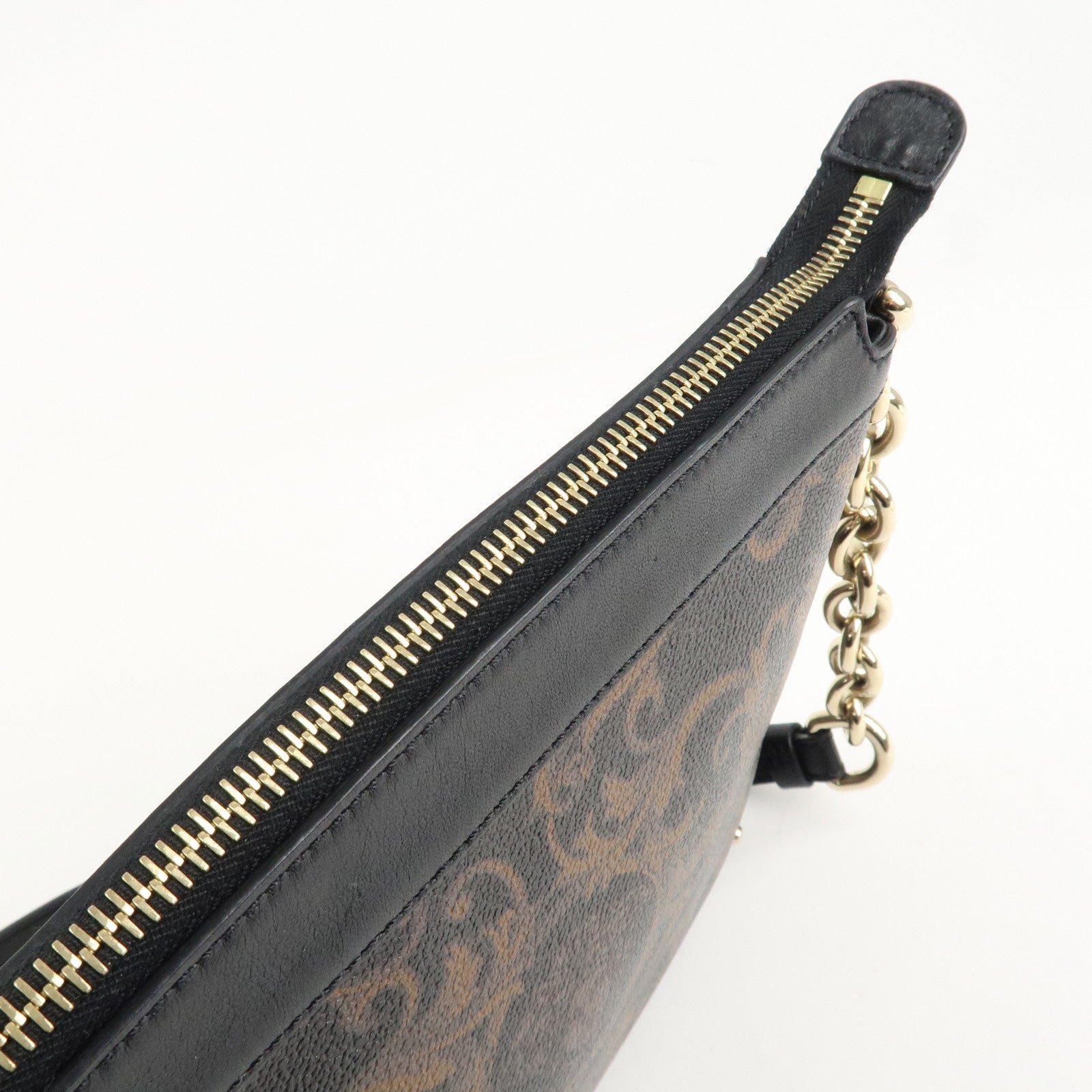 GIANNI VERSACE Medusa Chain Shoulder Bag Hand Bag Black Brown Used