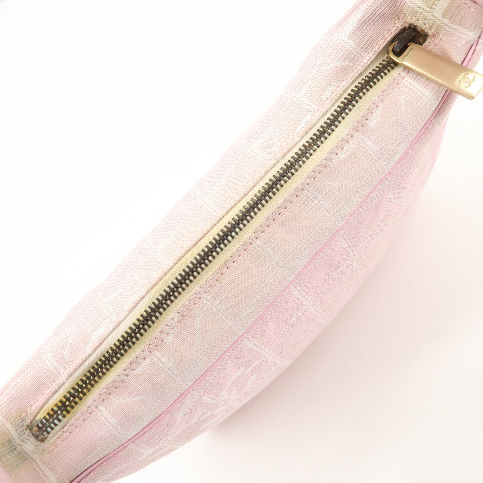 CHANEL New Travel Line Nylon Leather Shoulder Bag Hand Bag Pink Used