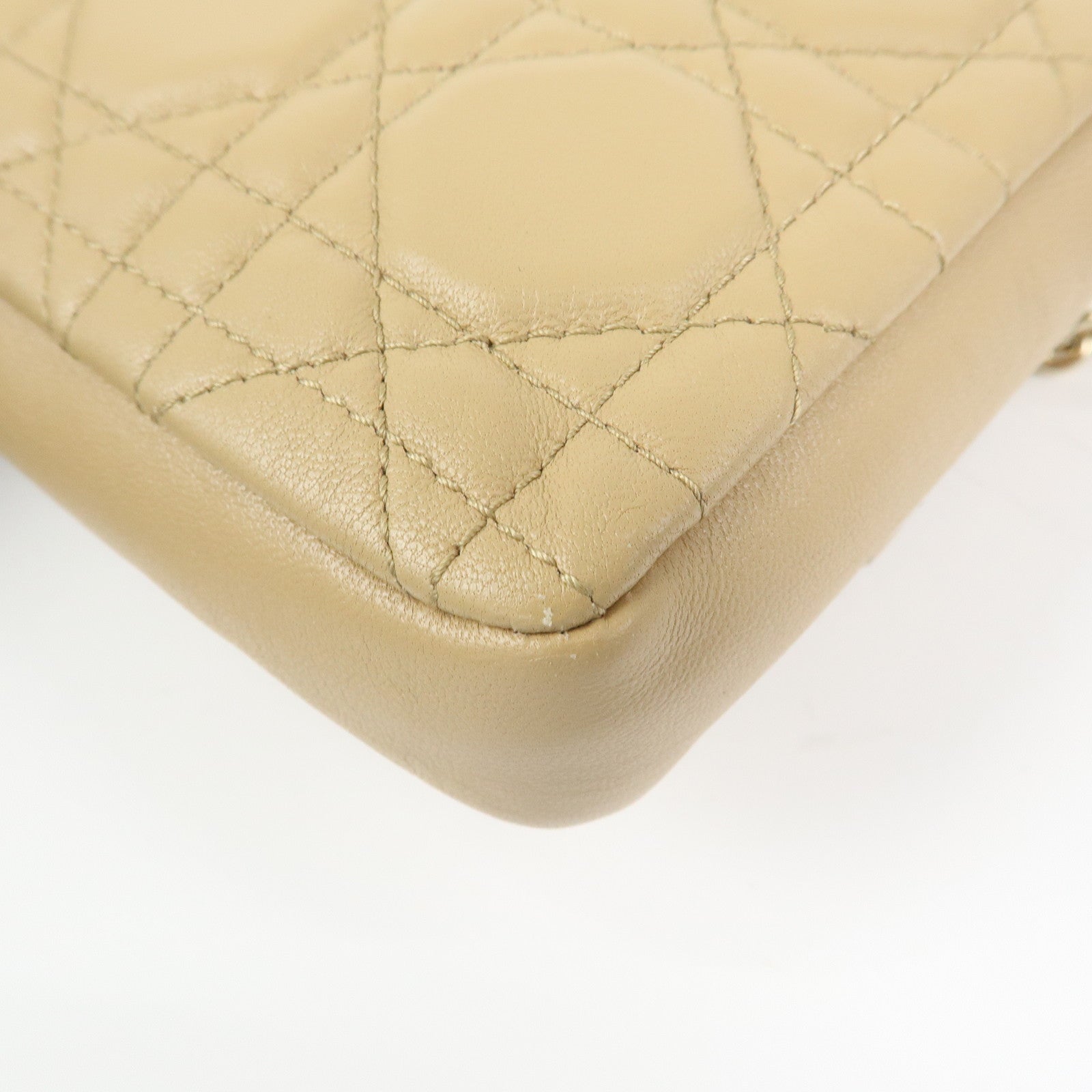 Christian Dior Canage New Lock Lamb Skin Chain Shoulder Bag Beige