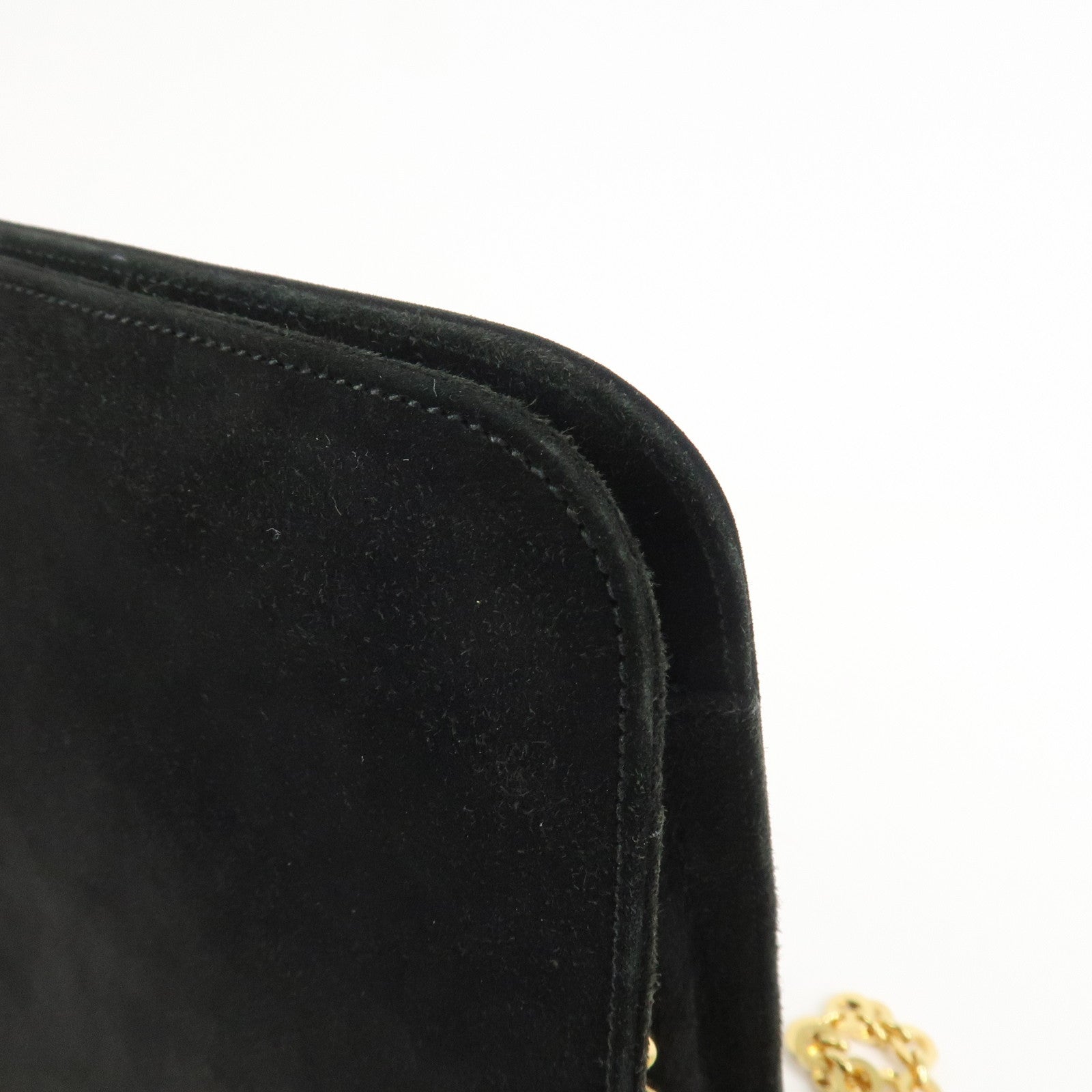 Ferragamo Gancini Suede Chain Shoulder Bag Crossbody Bag Black