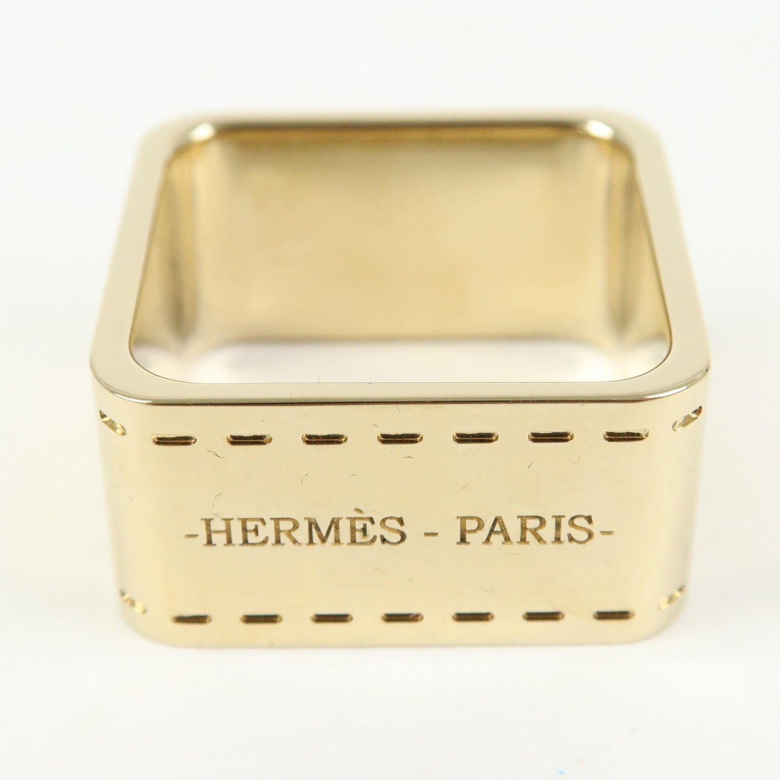 HERMES Bolduc Metal Scarf Ring Gold