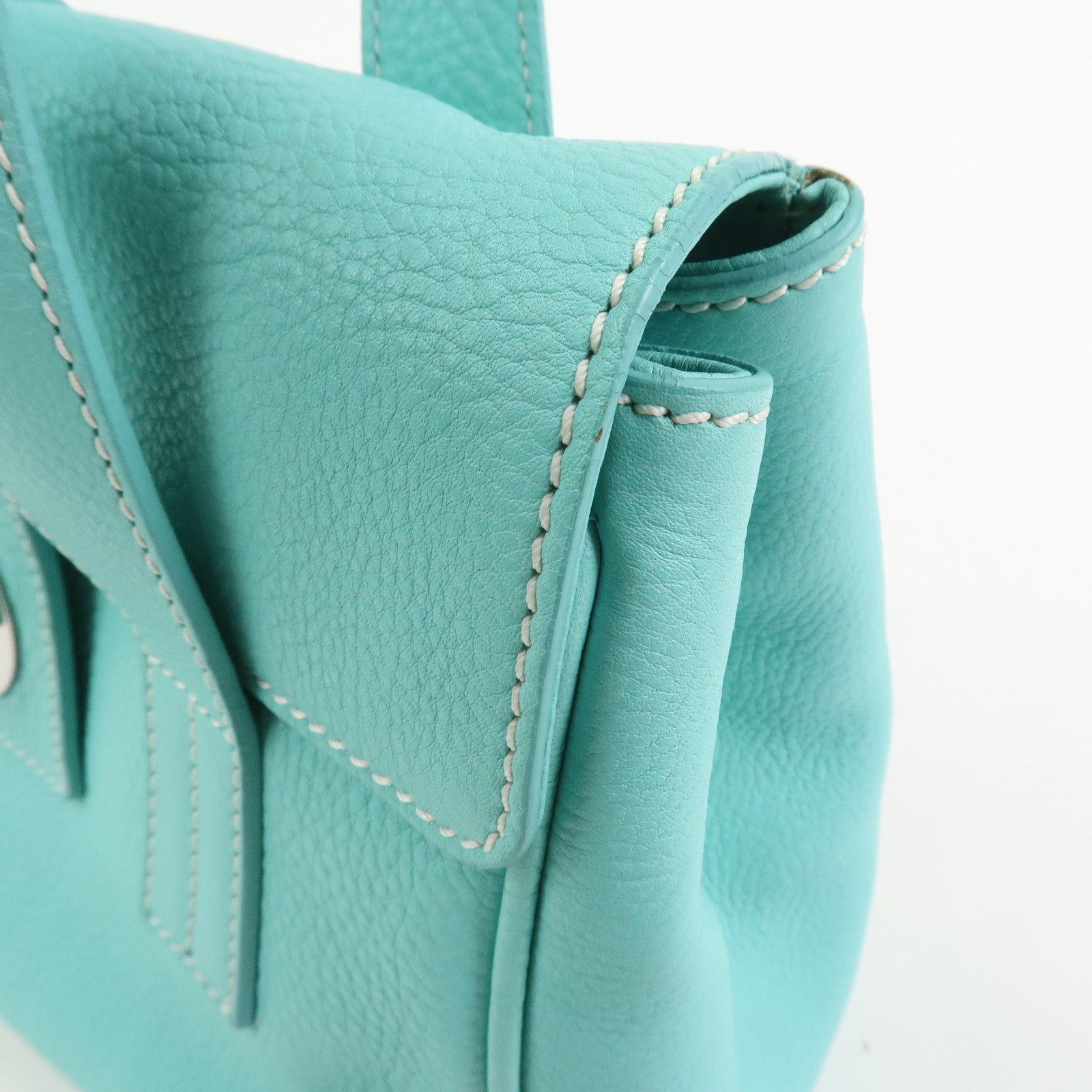 Tiffany & Co Manhattan Leather Hand Bag Tiffany Light Blue