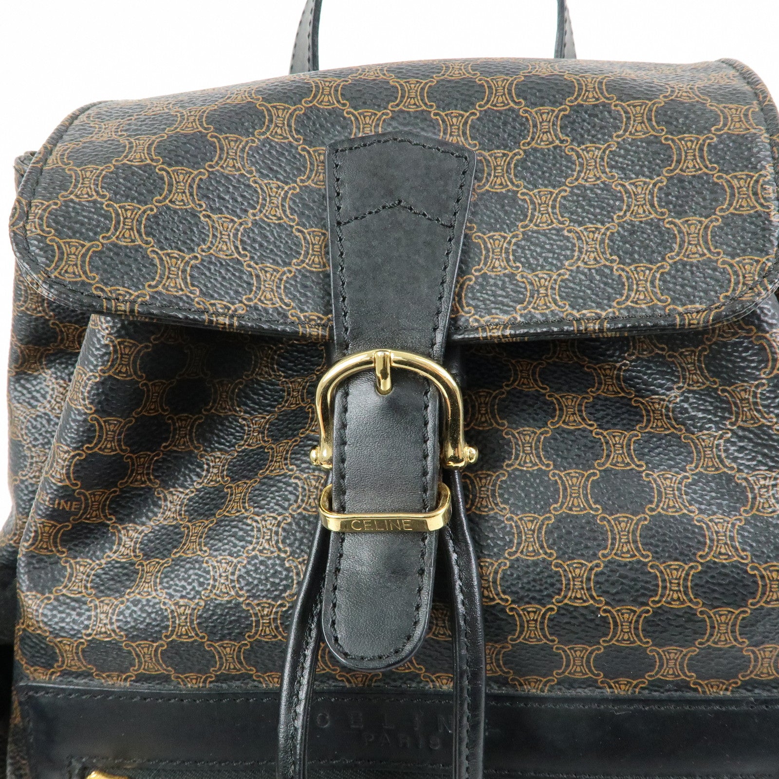 CELINE Macadam PVC Leather Backpack Black Brown