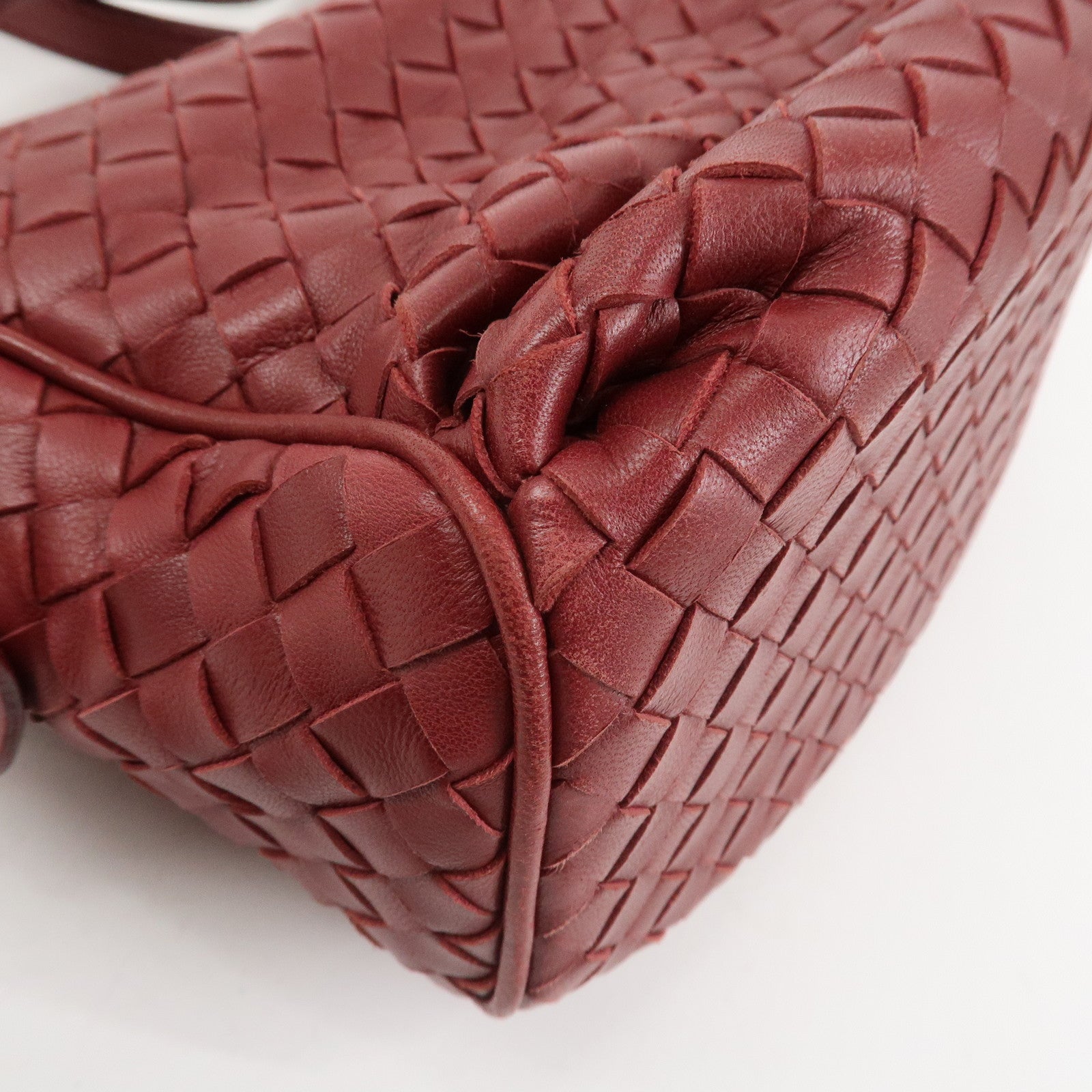 BOTTEGA VENETA Intrecciato Nappa Leather Shoulder Bag Wine Red