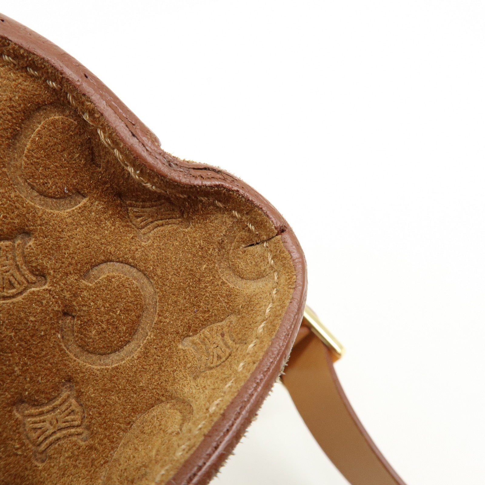 CELINE C Macadam Suede Leather Shoulder Bag Crossbody Bag Brown