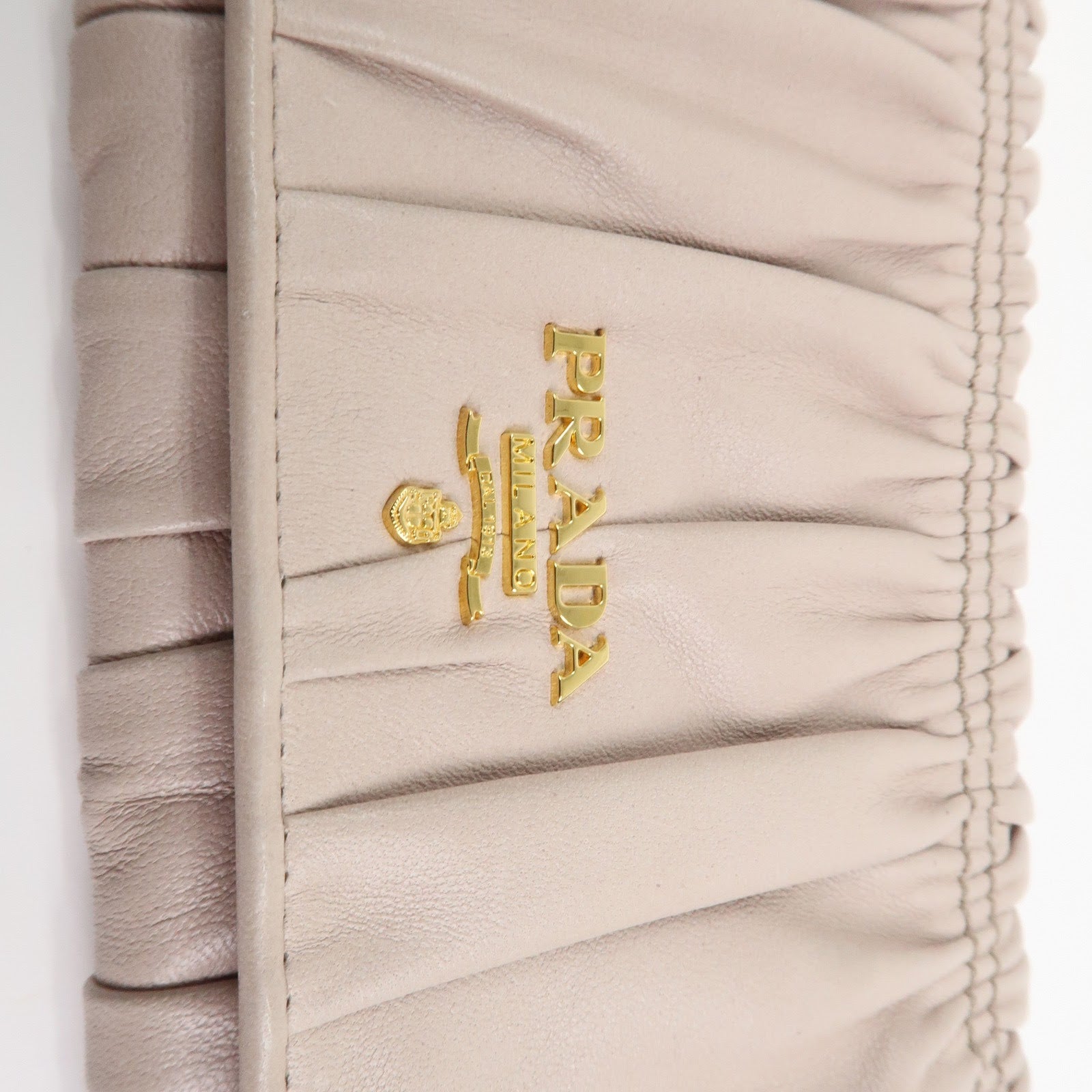 PRADA Nappa Gaufre Leather Bi-fold Long Wallet Light Beige 1M1132