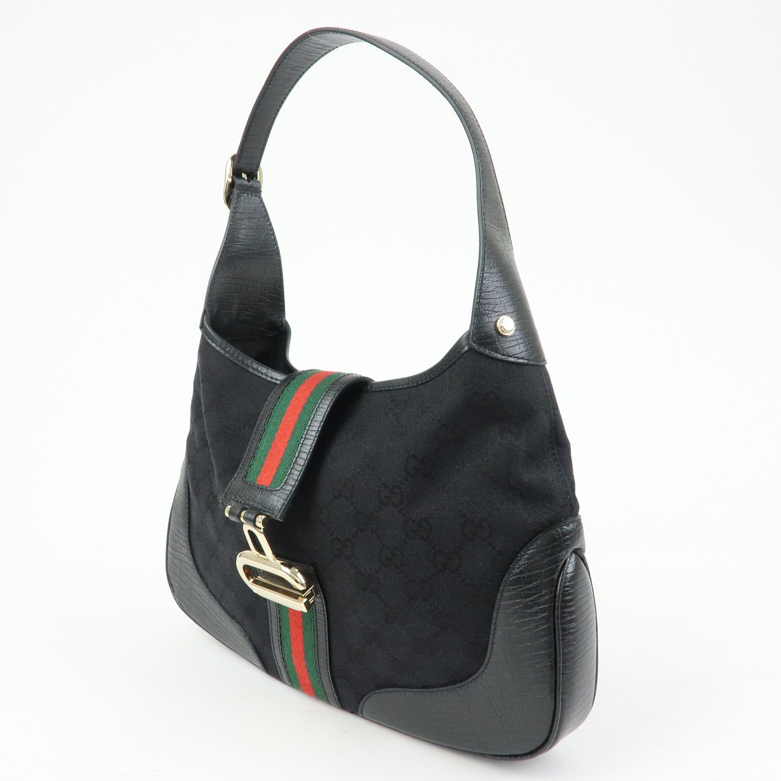 GUCCI Sherry GG Canvas Leather Shoulder Bag Hand Bag Black 130779