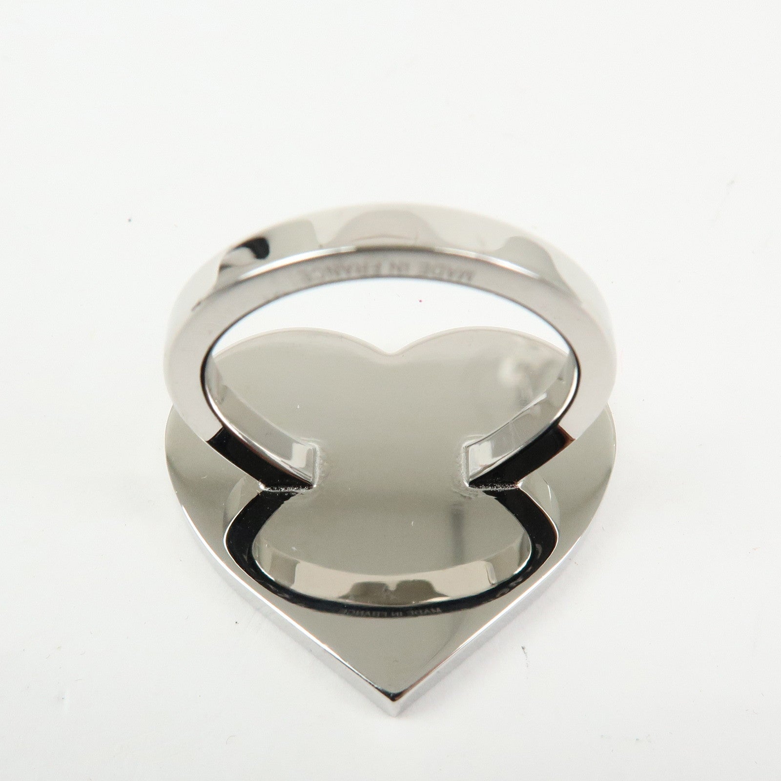 HERMES Coeur Laque Lacquered Heart Metal Scarf Ring Red Silver