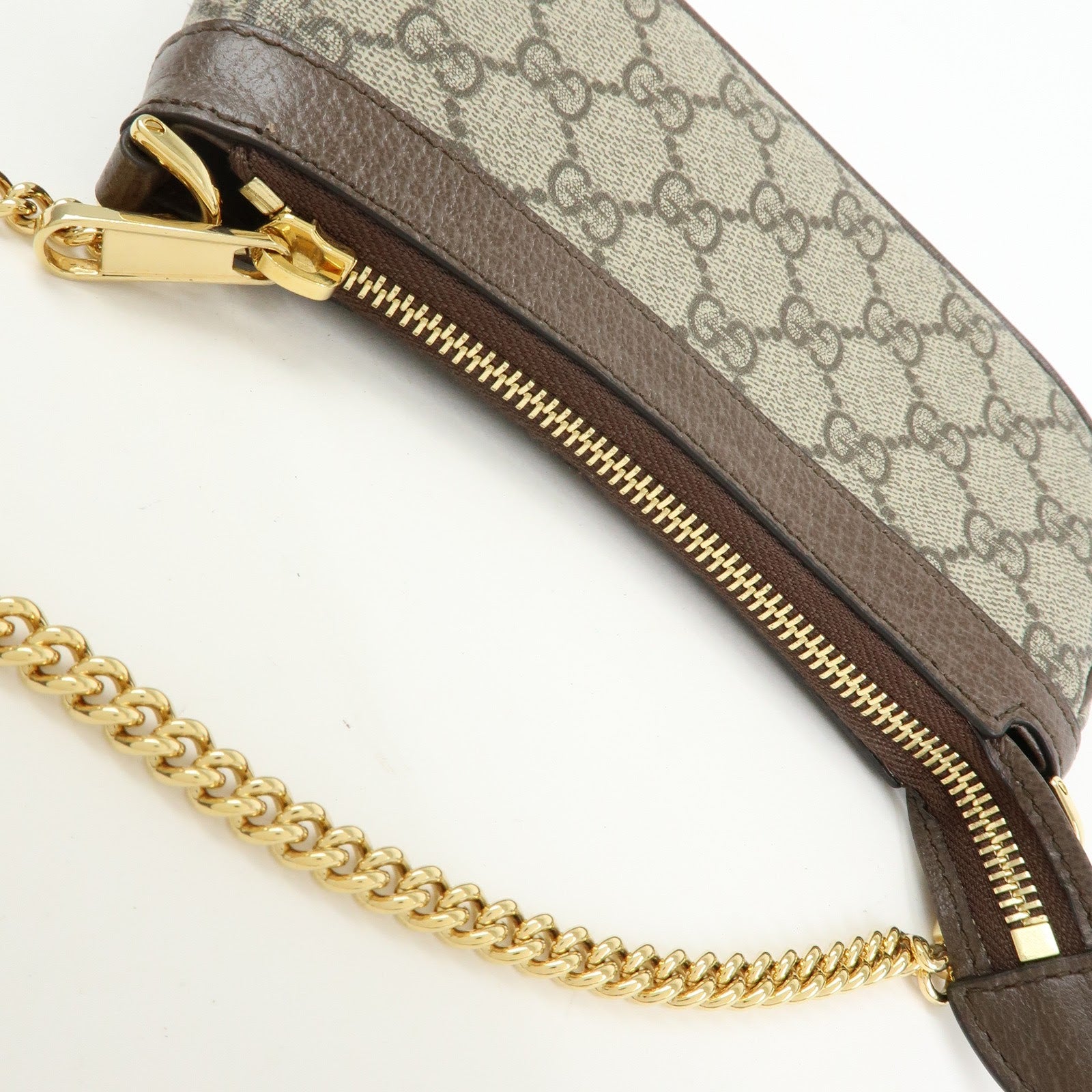 GUCCI Ophidia GG Supreme Leather Chain Pouch Hand Bag Brown 764960