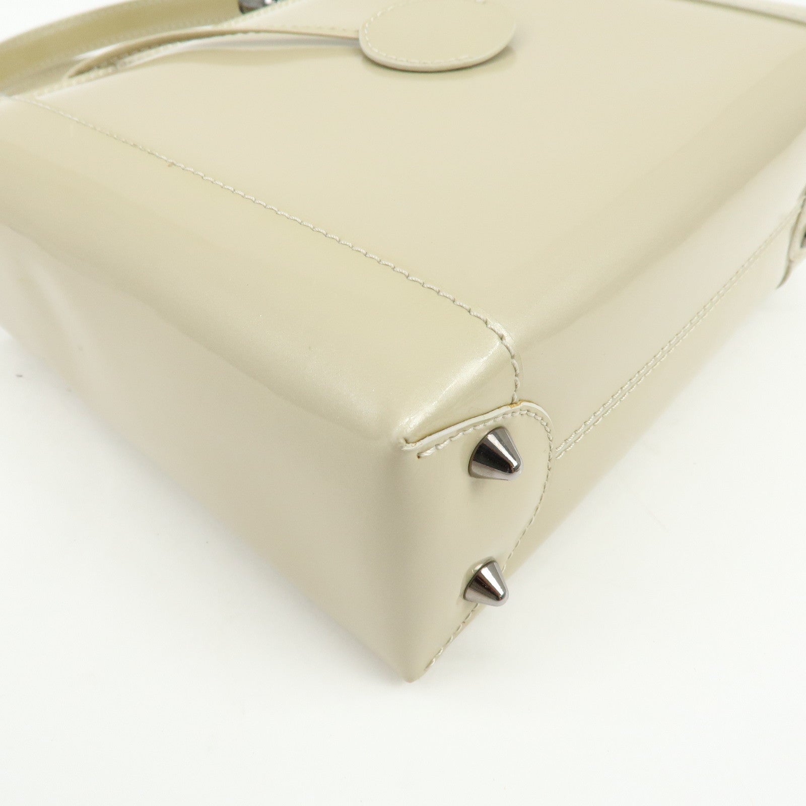 Christian Dior Maris Pearl Patent Leather Hand Bag Ivory