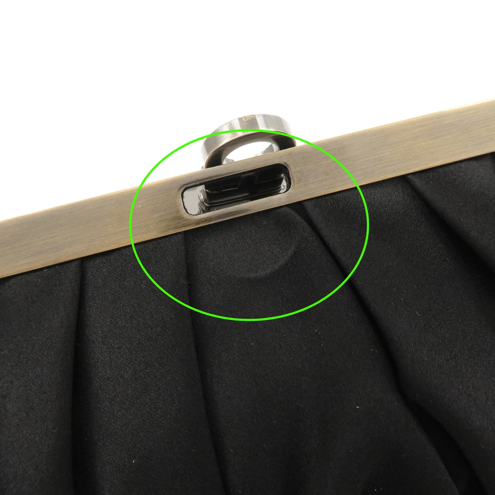 Ferragamo Gancini Satin Chain 2Way Bag Clutch Bag Black