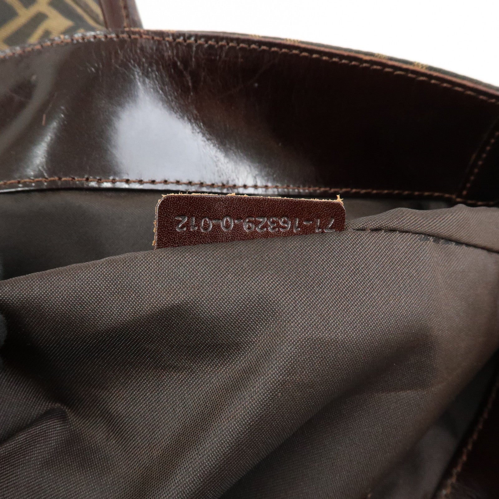 FENDI Zucca Canvas Leather Tote Bag Shoulder Bag Brown 16329