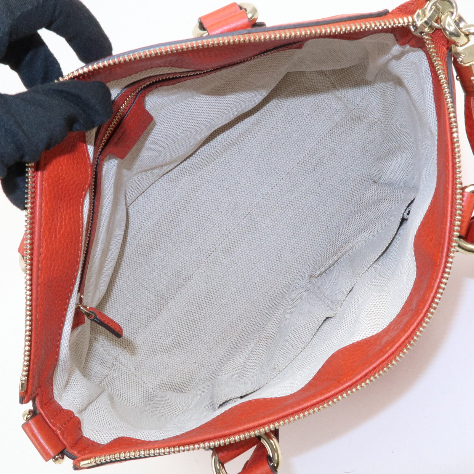 GUCCI SOHO Interlocking G Leather 2Way Hand Bag Orange 308362