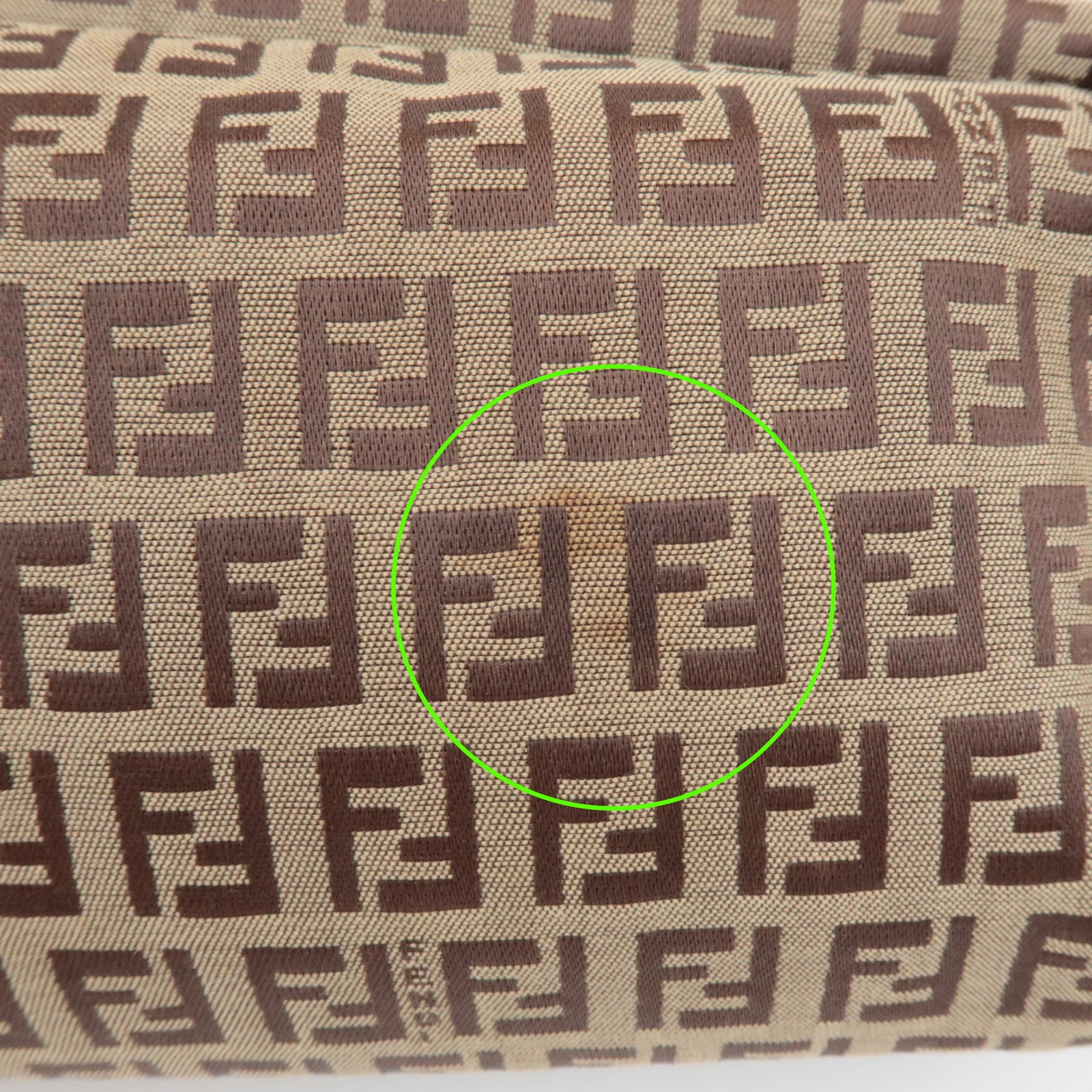 FENDI Zucchino Canvas Leather Pouch Cosmetic Pouch Brown