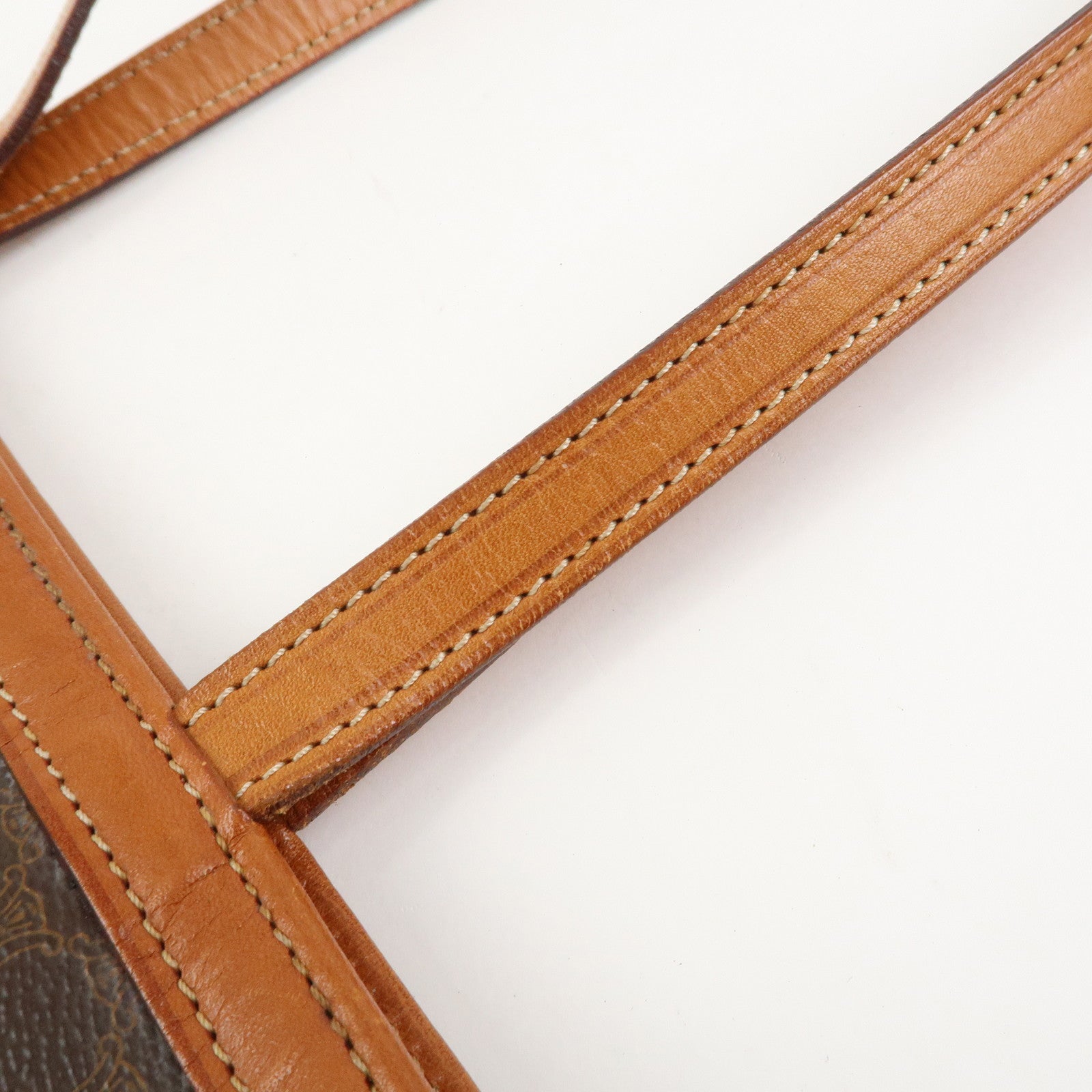 CELINE Macadam PVC Canvas Leather Tote Bag Shoulder Bag Brown
