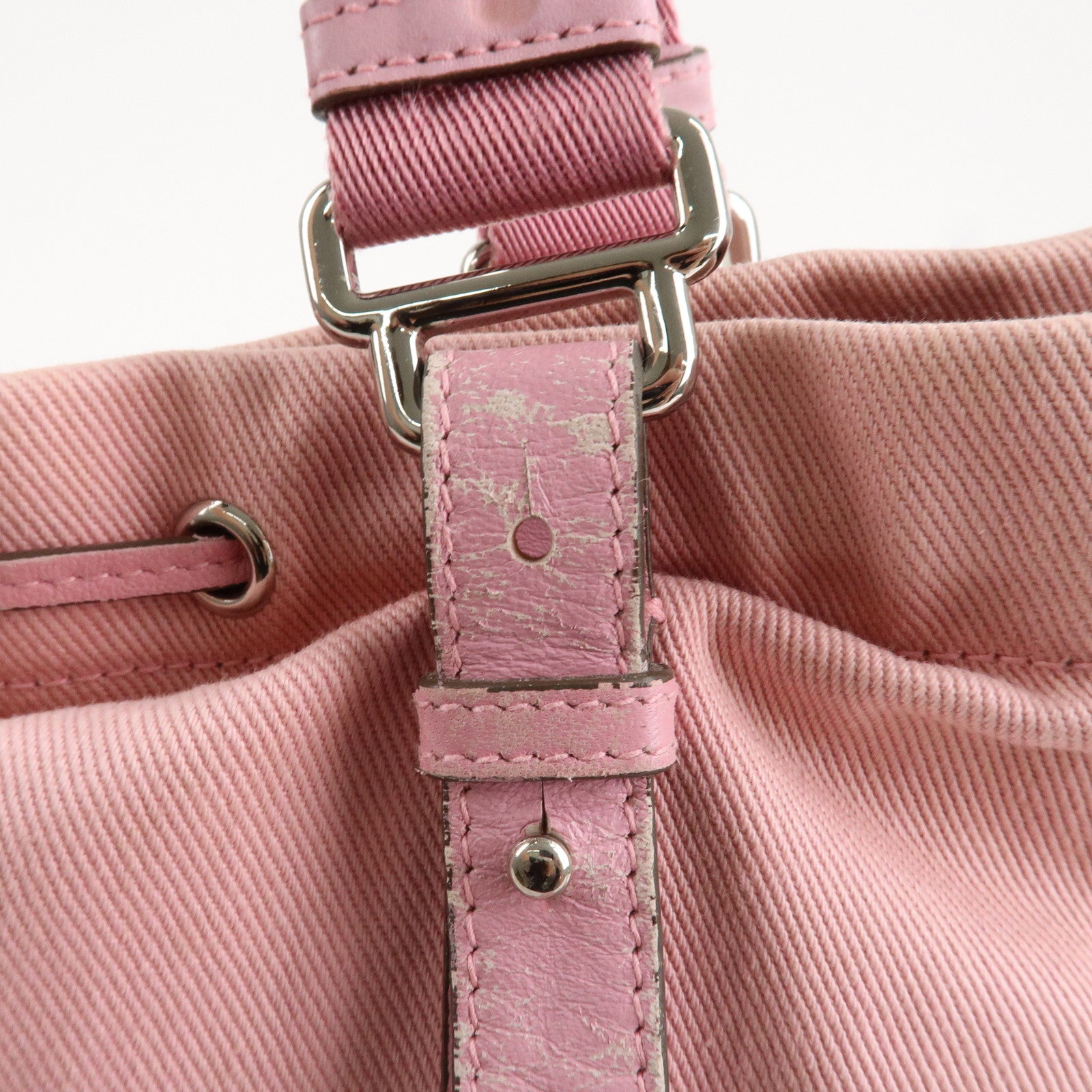 Saint Laurent Canvas Kahara Tote Bag Shoulder Bag Pink 121631 Used