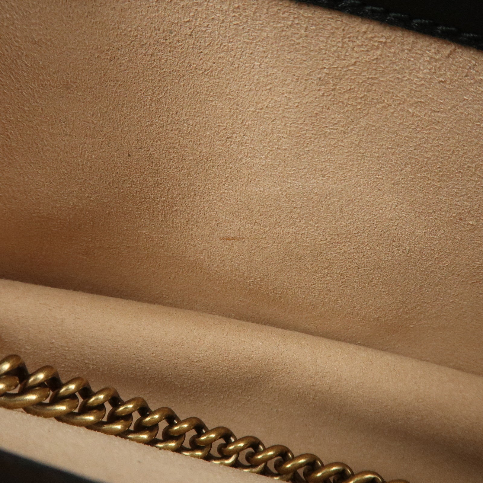 GUCCI GG Marmont Leather Chain Shoulder Bag Black Gold 488426