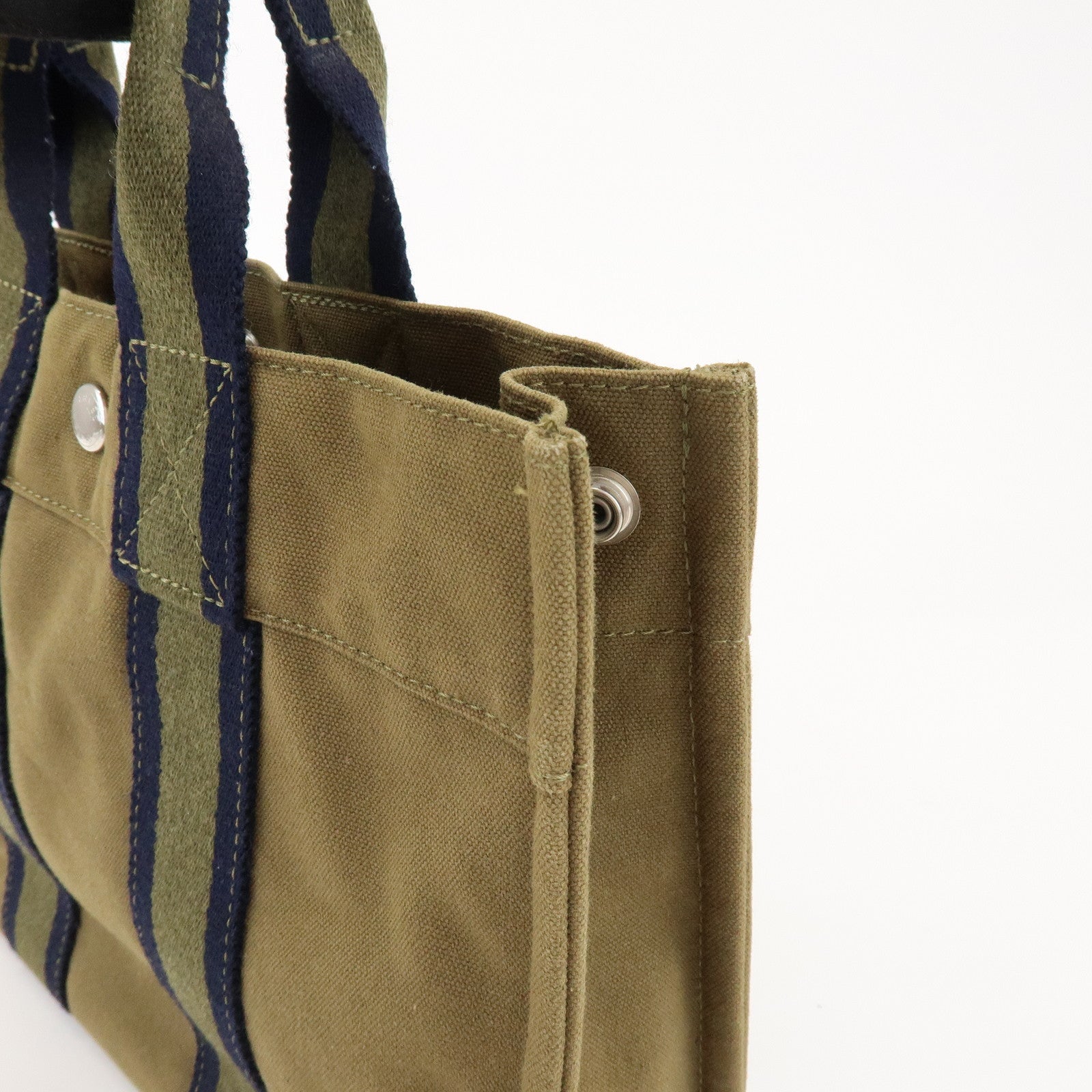 HERMES Canvas Fourre tout PM Hand Bag Tote Bag Khaki