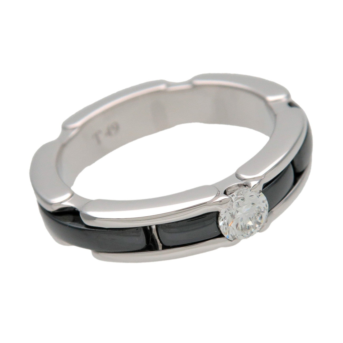 CHANEL Ultra Collection 1P Diamond Ring 750WG Black Ceramic J3095