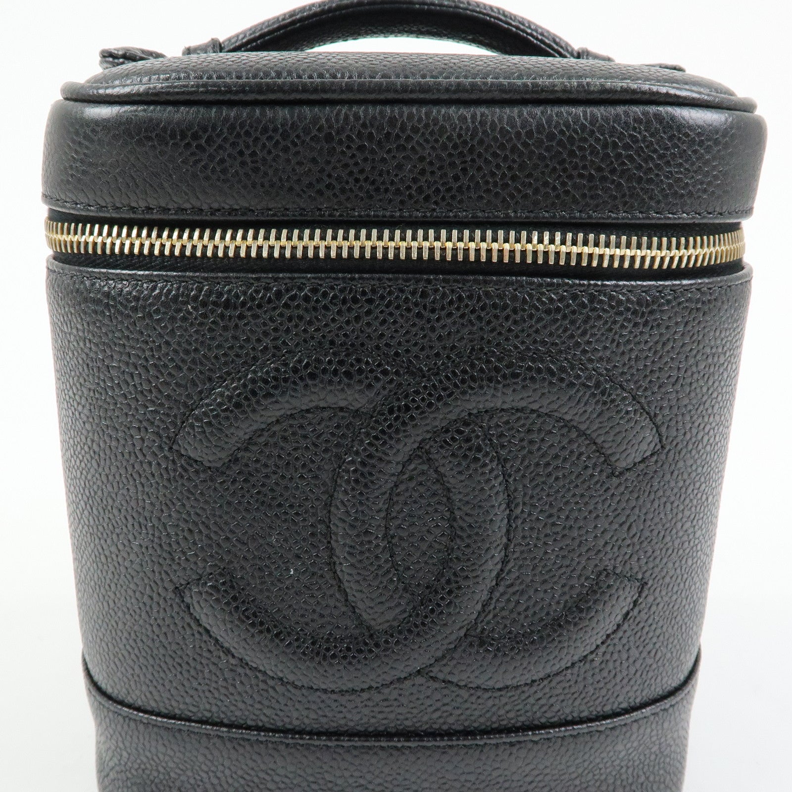 CHANEL COCO Mark Cavairskin Vanity Bag Hand Bag Black A01998