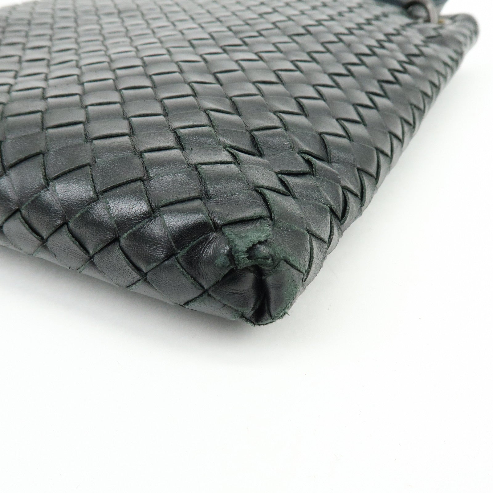 BOTTEGA VENETA Intrecciato Leather Shoulder Bag Black 172736