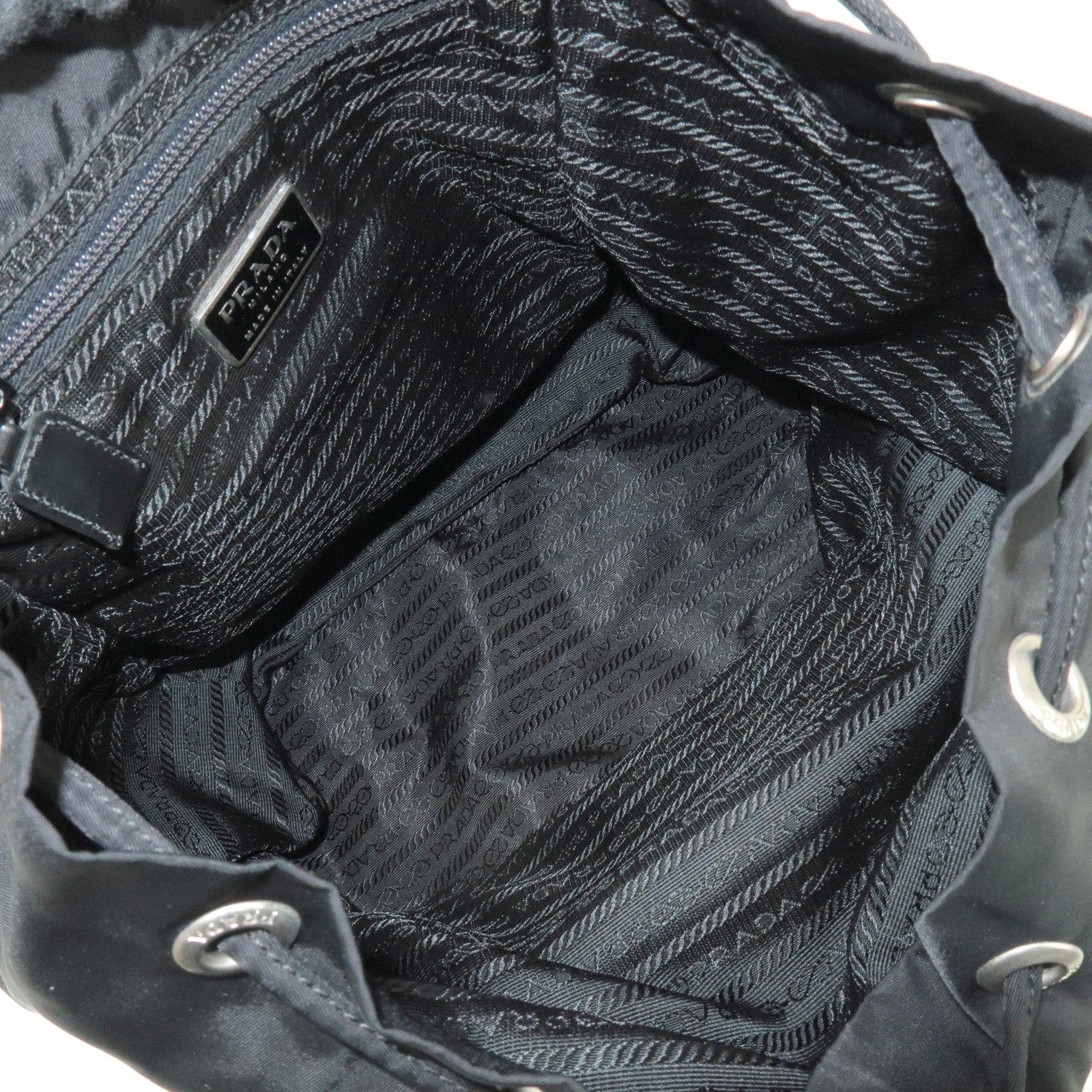 PRADA Triangle Logo Nylon Leather Backpack Rucksack Black B4650F
