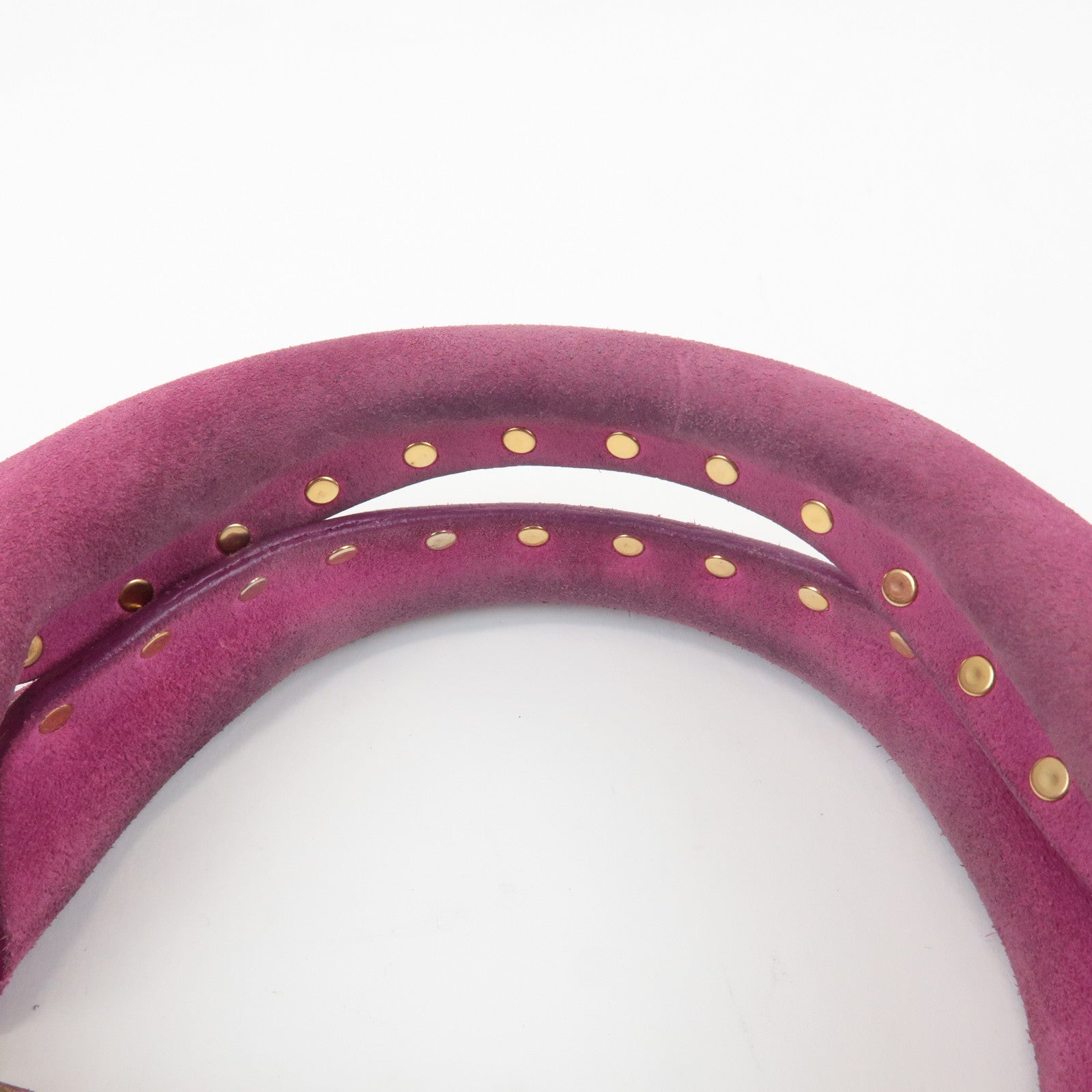 CELINE Suede Leather Studs Buggy Bag Hand Bag Pink Gold