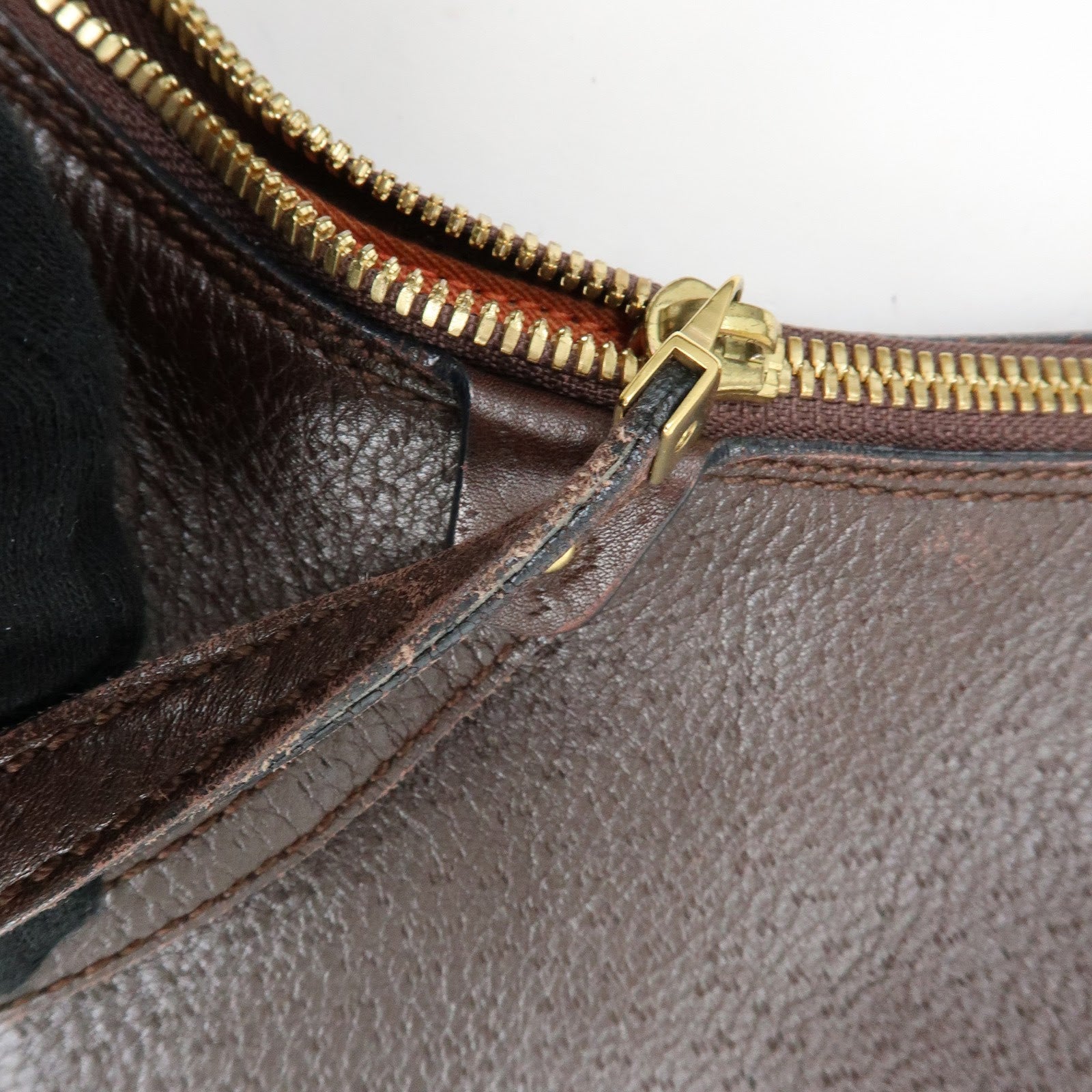 Ferragamo Gancini Leather Shoulder Bag Hand Bag Brown