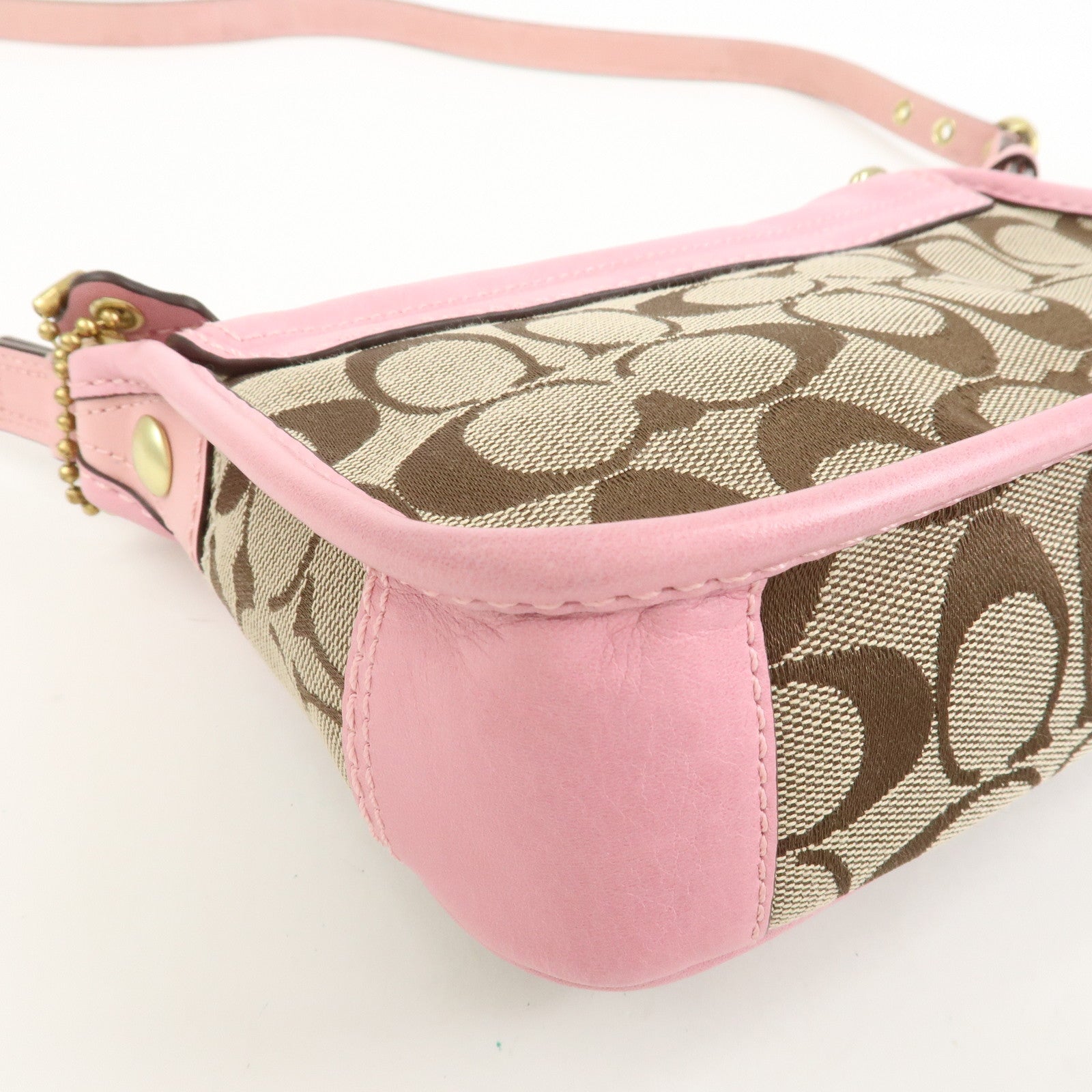 COACH Signature Canvas Leather Shoulder Crossbody Bag Pink