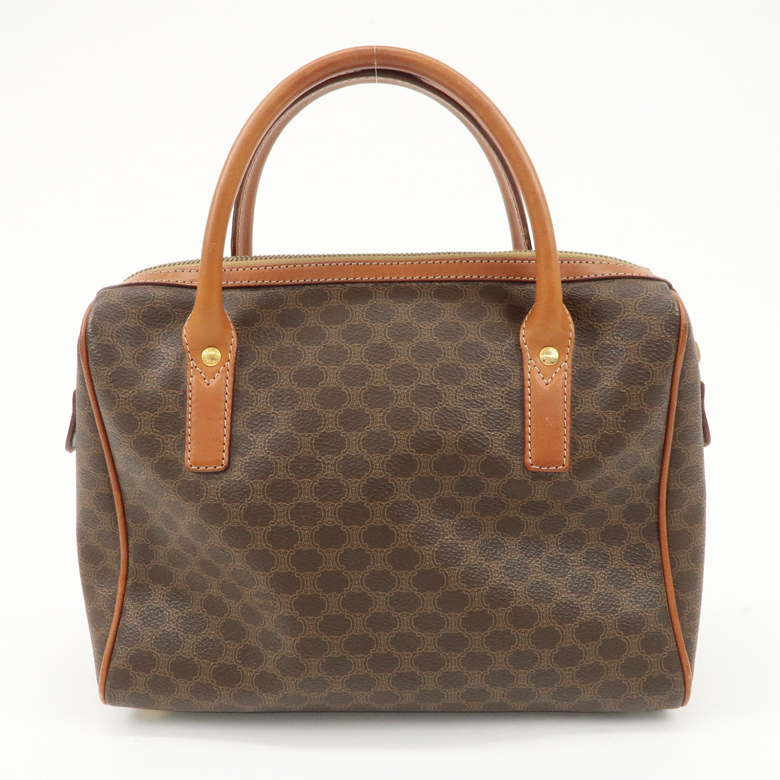 CELINE Macadam PVC Leather Hand Bag Brown Gold HDW