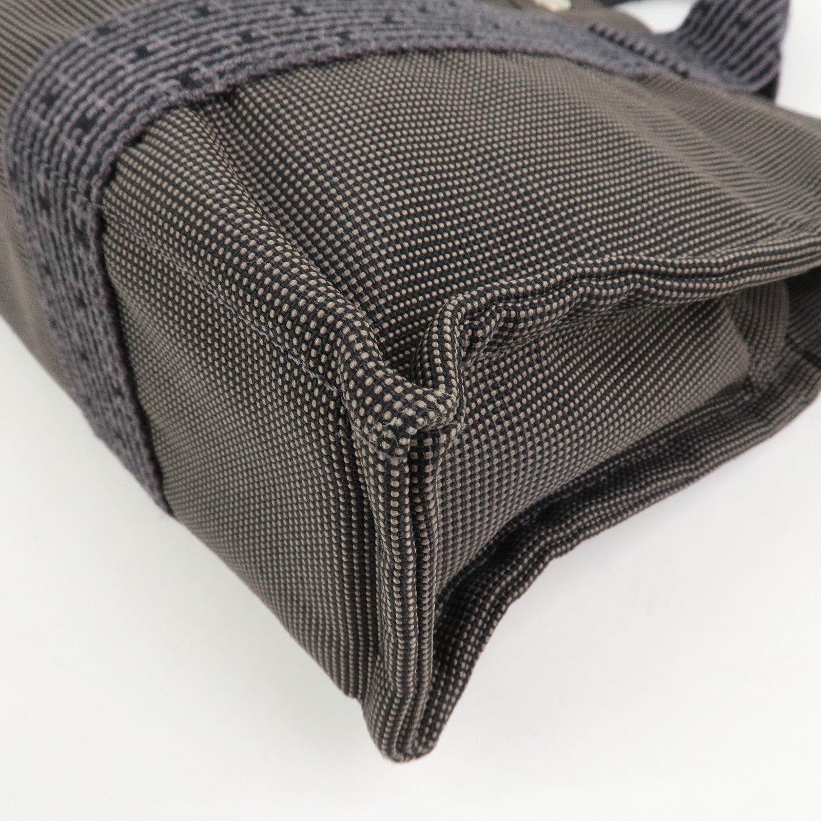 HERMES Herline PM Nylon Canvas Tote Bag Hand Bag Black