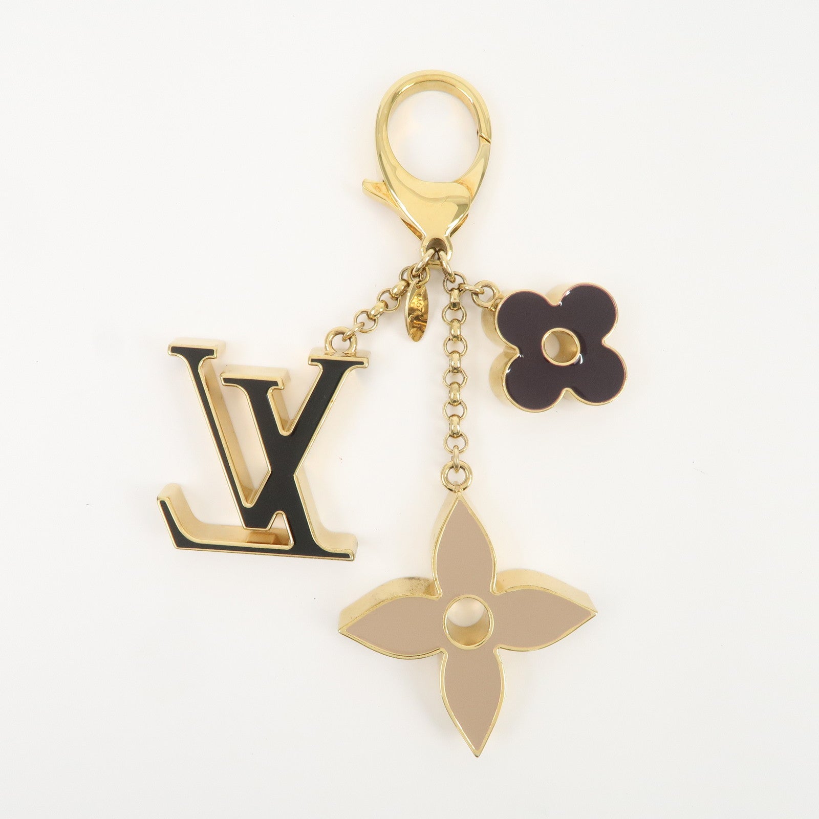 Louis Vuitton Fleur de Monogram Key Chain Bag Charm Gold M67119