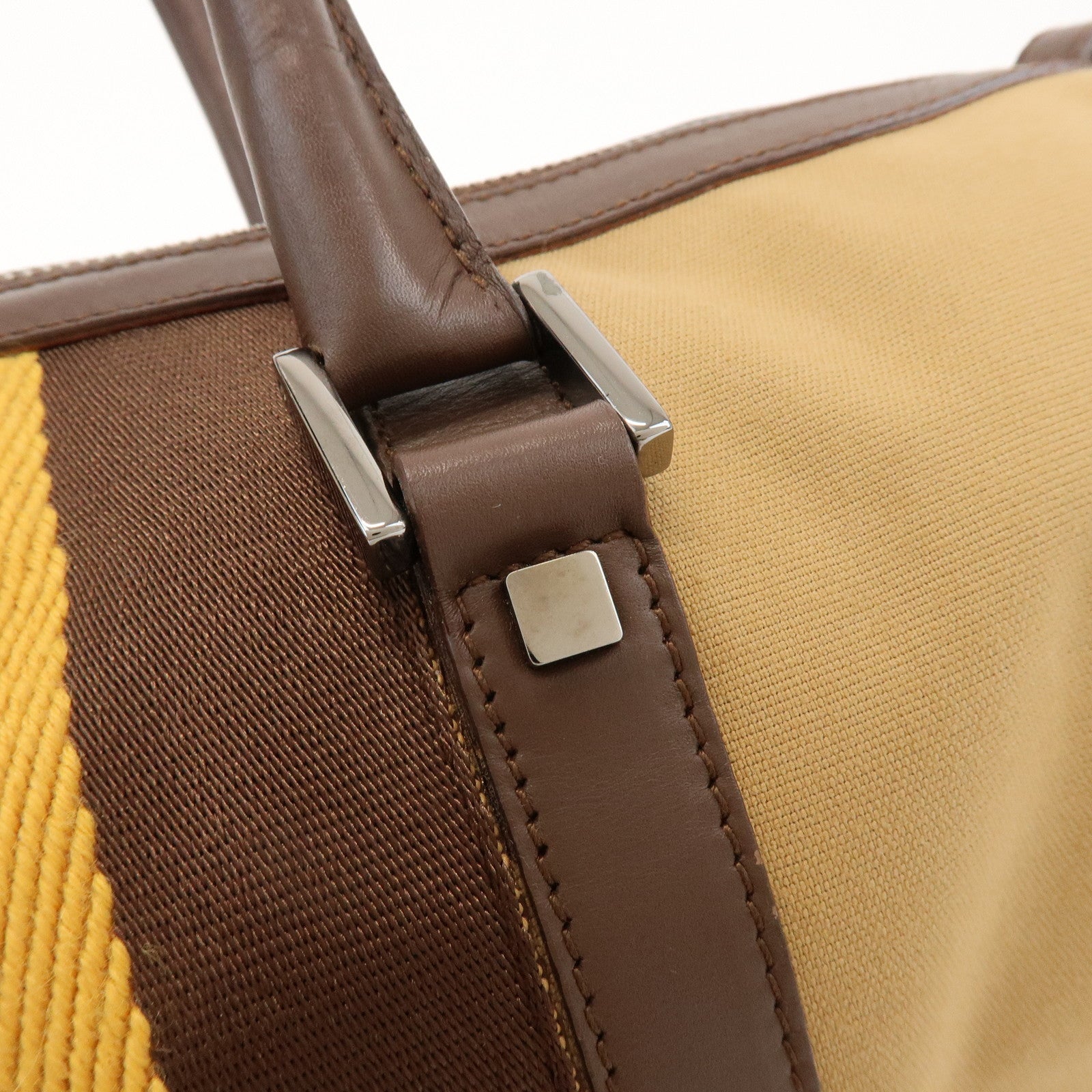 GUCCI Sherry Canvas Leather Boston Hand Bag Brown 000.0846.200047