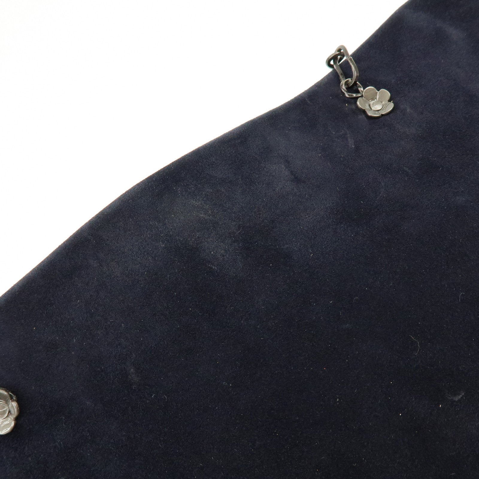 PRADA Logo Suede Chain Shoulder Bag Tote Bag Dark Navy